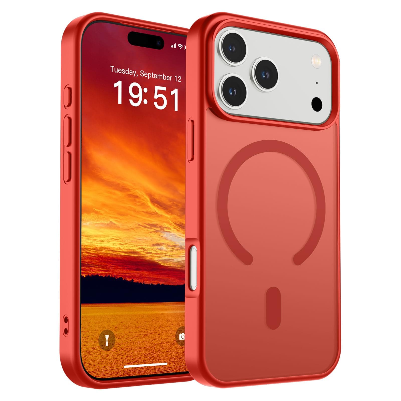 SUPFINE Magnetic for iPhone 17 Pro Case (Compatible with MagSafe)(Military Grade Drop Protection) Translucent Matte Shockproof with Anti-Fingerprint Phone Cover 2025,Red