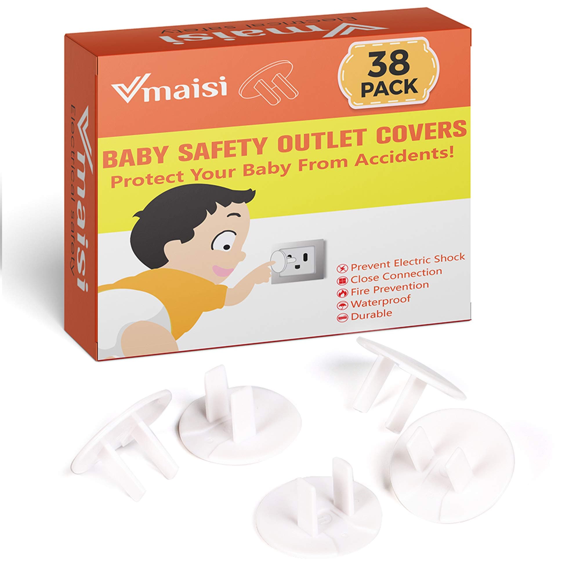 Vmaisi 38 Pack Outlet Covers ChildProof Plug Protector - Baby Proofing Electrical Safety Outlet Plugs