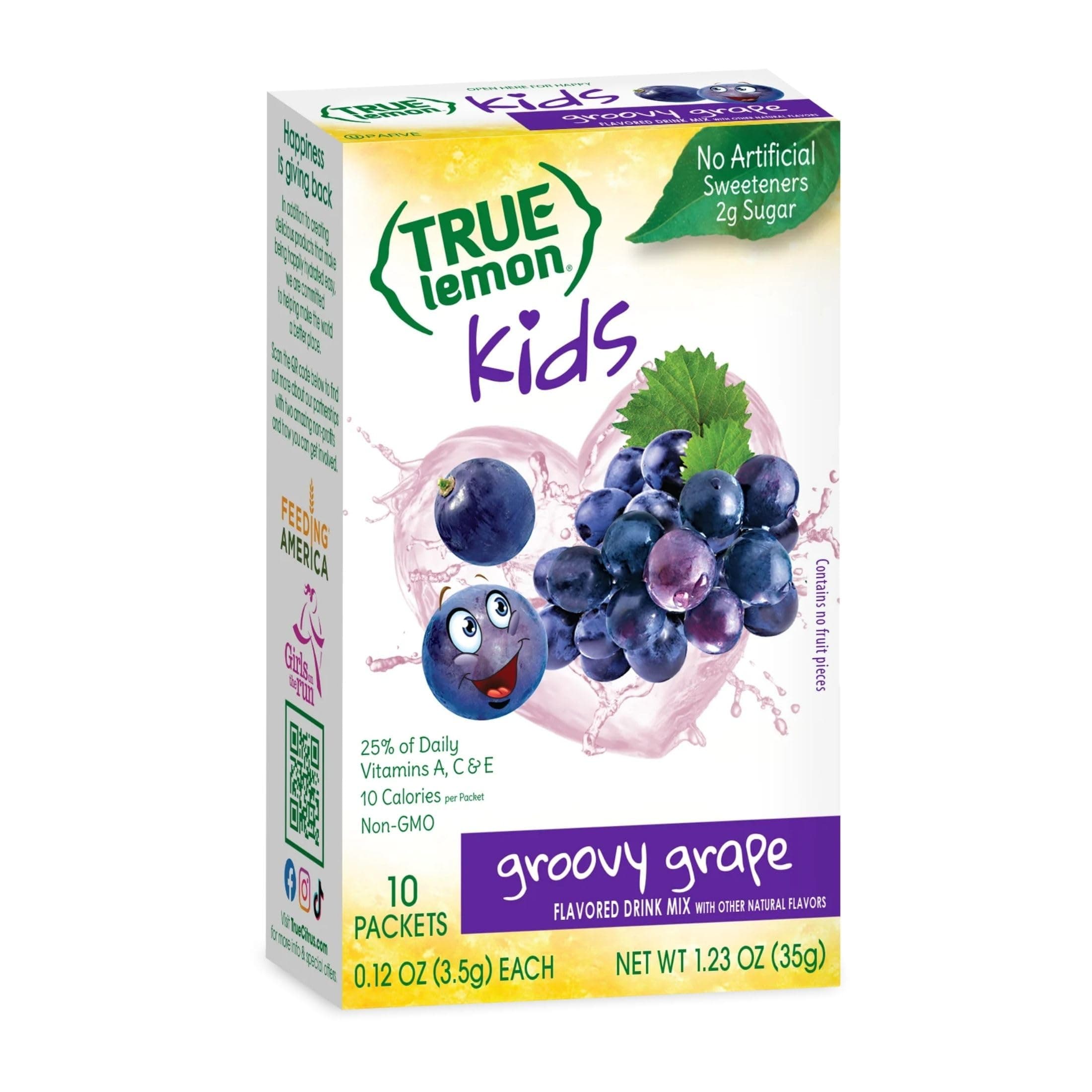 KIDS Groovy Grape (10 Packets) for Hydration - No Preservatives, No Artificial Flavors, No Artificial Sweeteners - Low Sugar Water Flavoring - Powdered Drink Mix for Kids