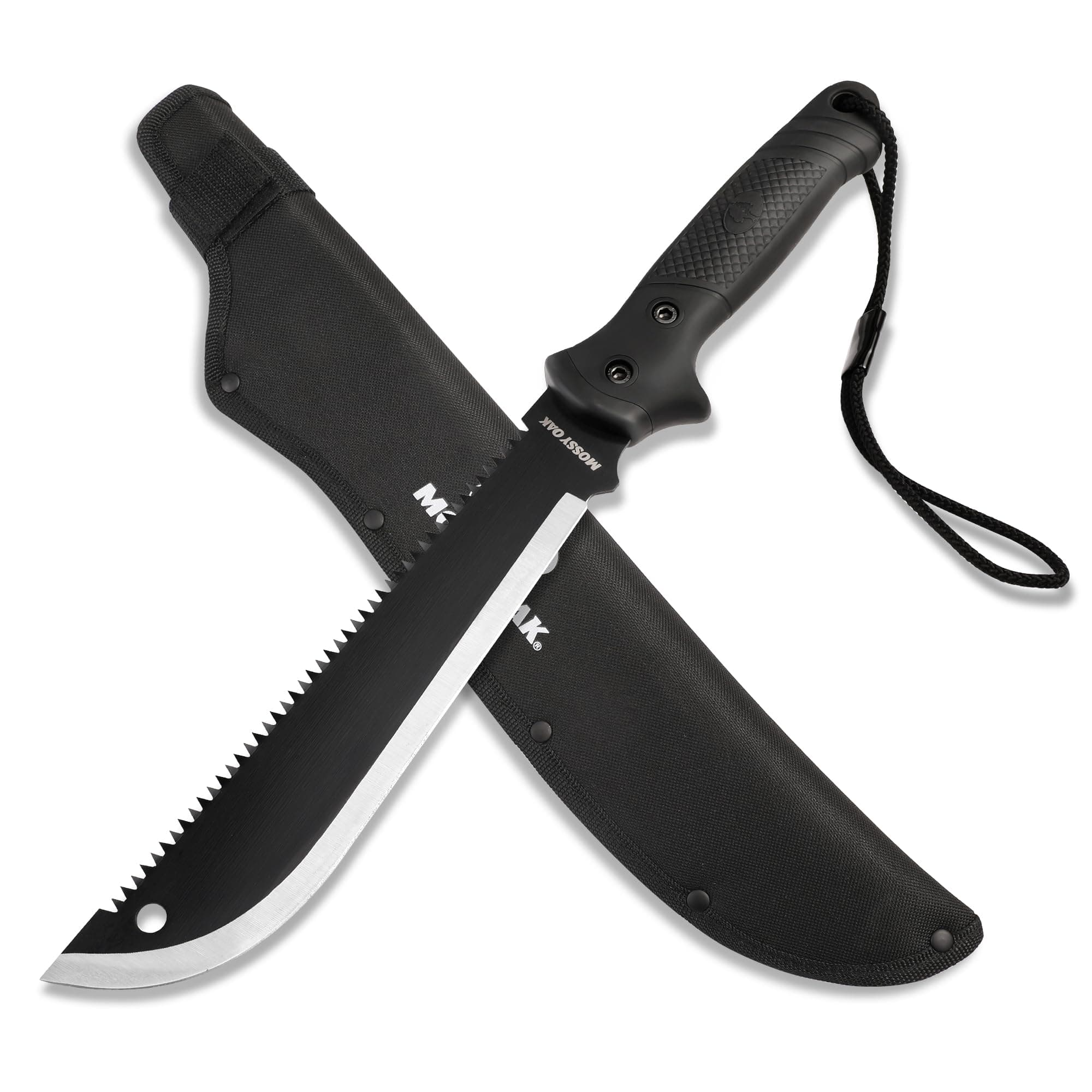 Machete with Saw, 19" Sharp Machete with Sheath, Ergonomic No-Slip Handle, Machetes for Bushcraft, Outdoor Hunting, Garden Cutting Trees and Yard Work