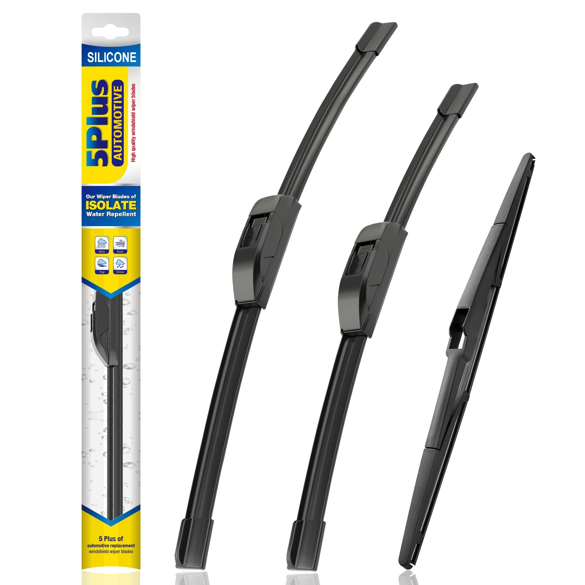 5 PLUS® Silicone Windshield Wipers Replacement for 2016-2020 Hyundai Tucson/ 2007-2012 Mazda CX-7 Wiper Blades(Set of 3), Windshield Wiper Blades For My Car-26"/16"/14"