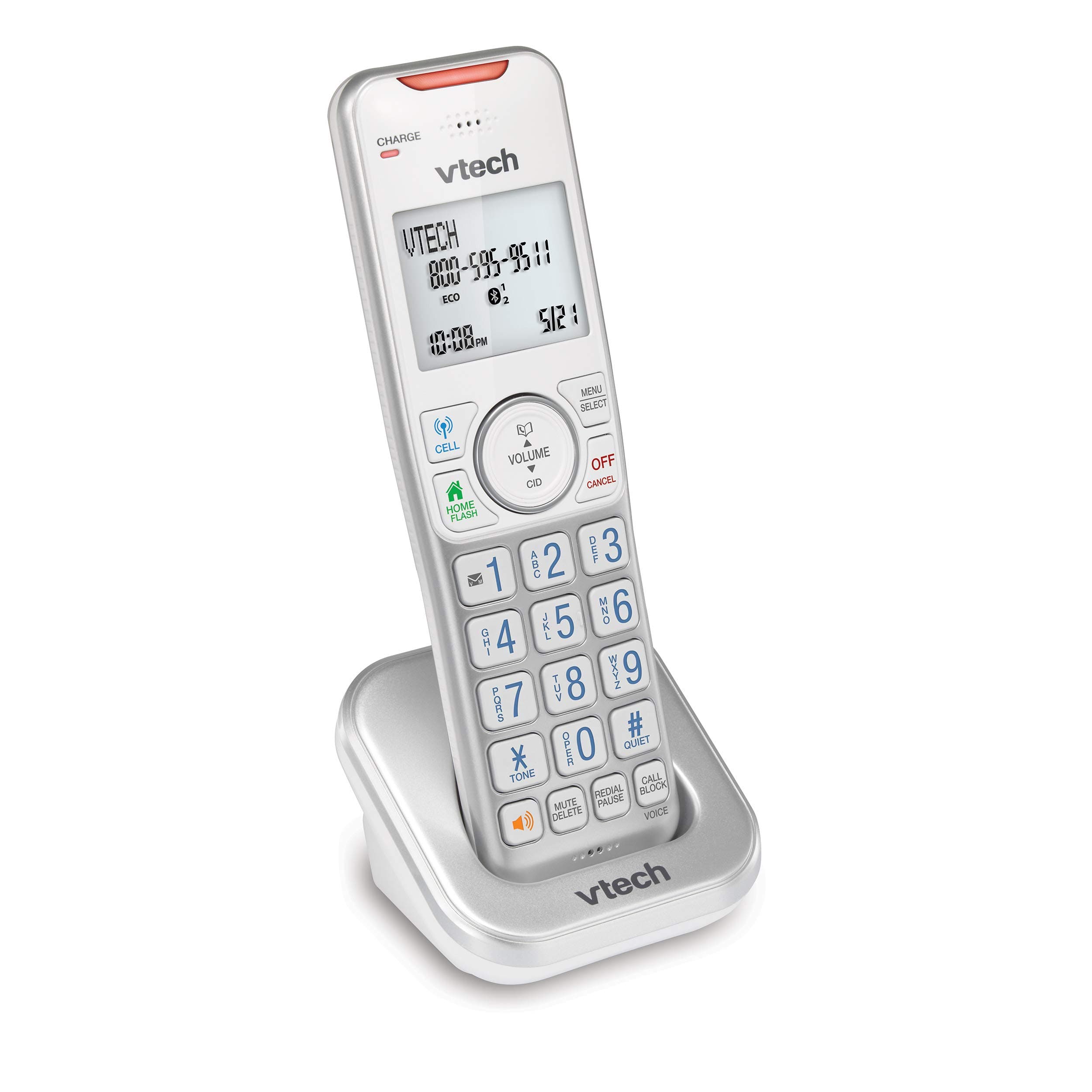 VTechAccessory Handset with Bluetooth Connect to Cell and Smart Call Blocker, VS112-07 (Silver & White)