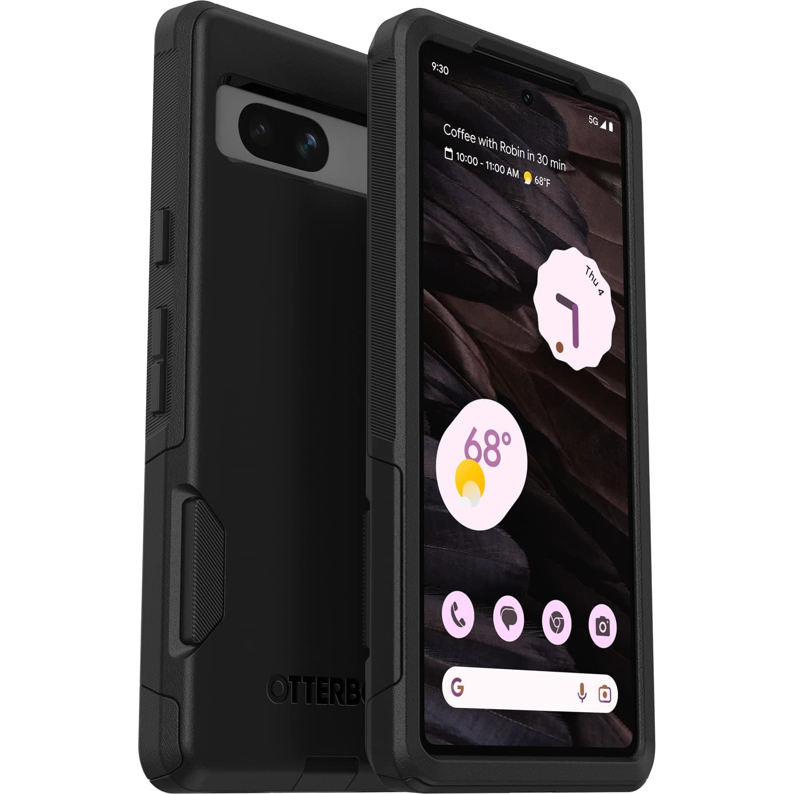 Google Pixel 7A Commuter Series Case - Black, Slim & Tough, Pocket-Friendly, with Port Protection