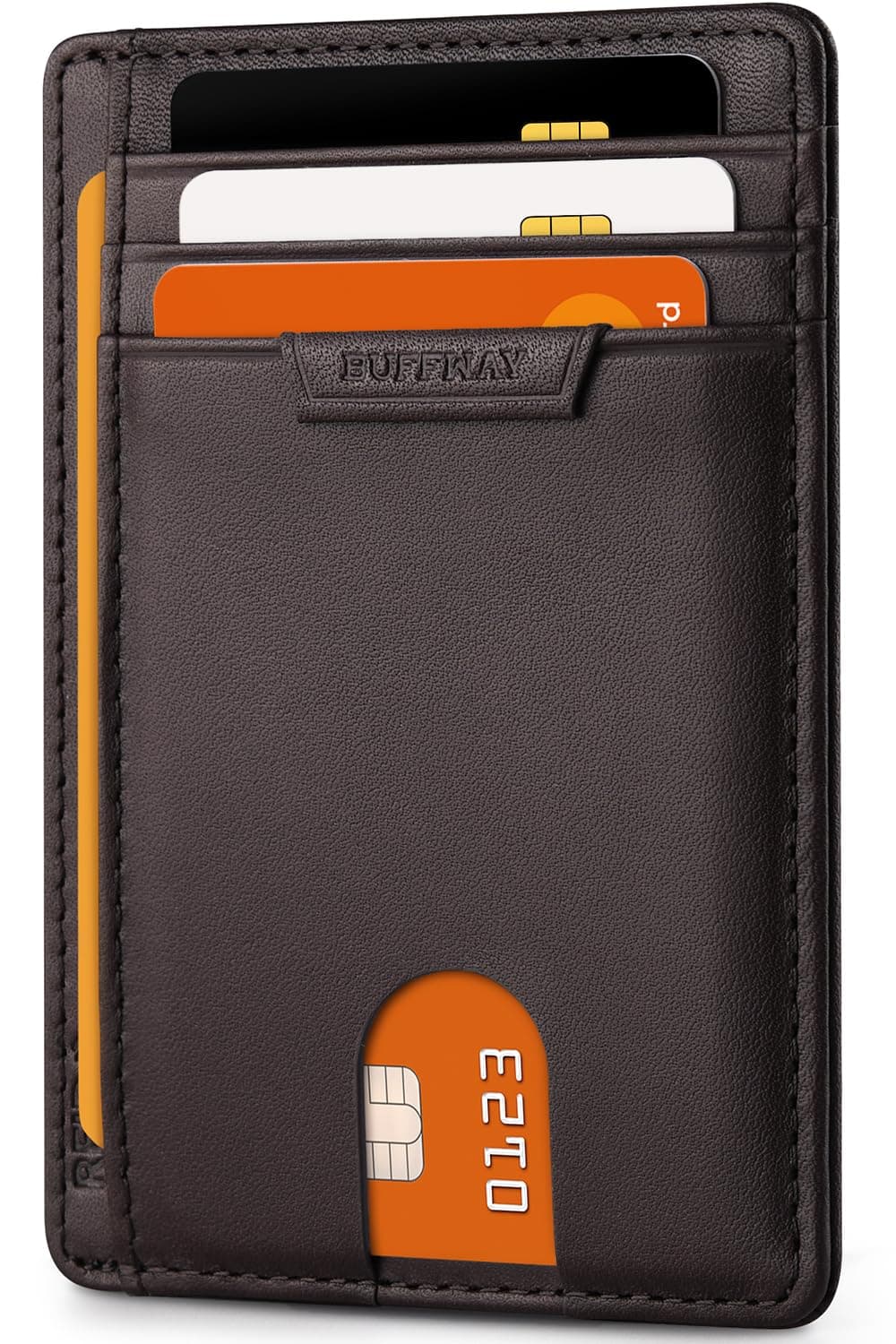 Buffway Mens RFID Blocking Slim Bifold Wallet Minimalist Leather Small Wallets for Men with Cash Pocket and Card Holder Slots