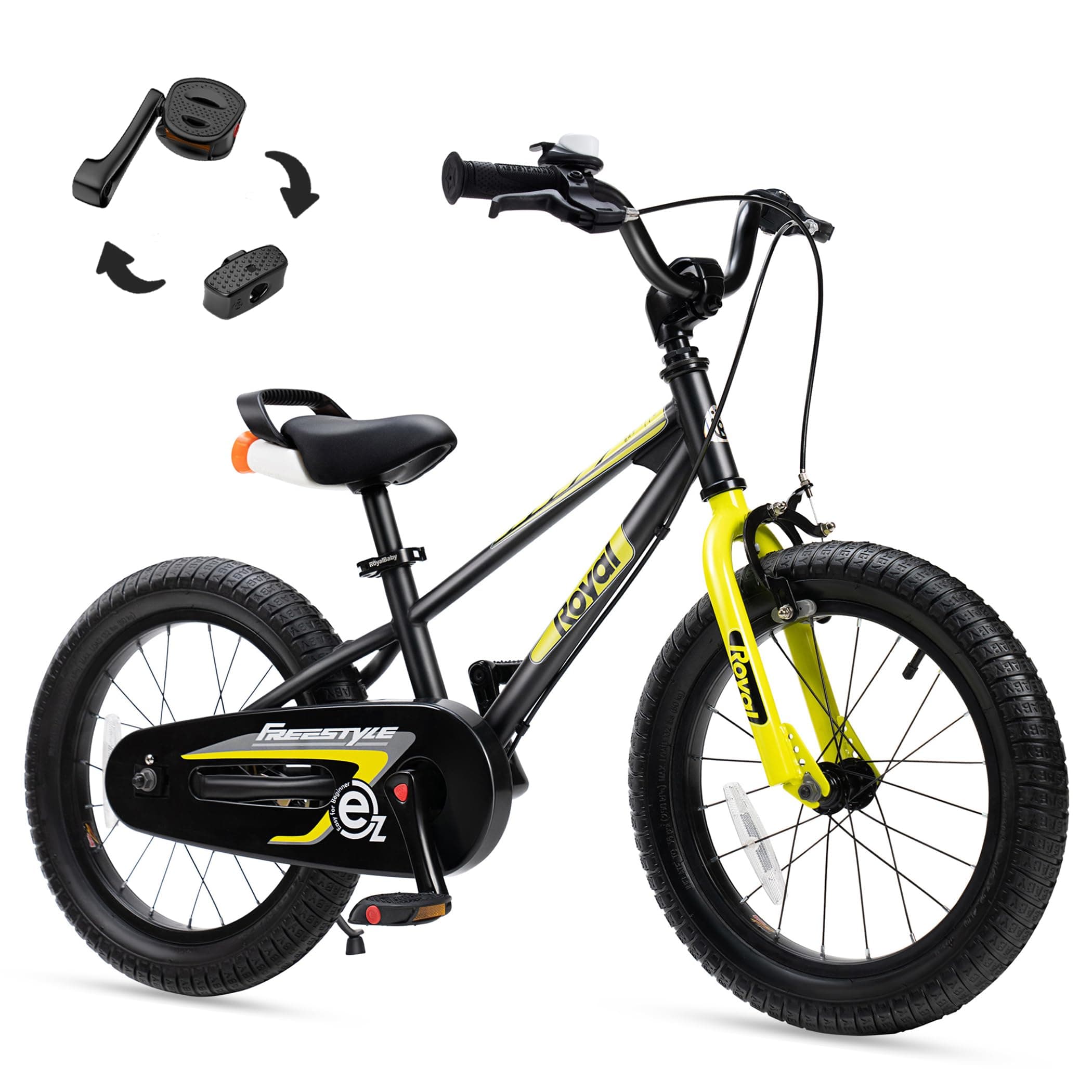 RoyalBaby EZ Kids Bike, 12 14 16 18 Inch 2-in-1 Balance to Pedal Training Bicycle for Boys and Girls Ages 3 to 9 Years,Easy Learn to Ride for Beginners