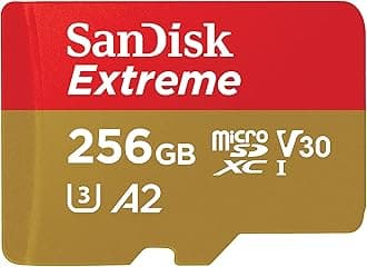SanDisk 256GB Extreme microSDXC card + SD adapter + RescuePRO Deluxe, up to 190MB/s, with A2 App Performance, UHS I, Class 10, U3, V30, Black…