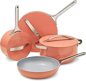 Caraway Non-stick Ceramic Cookware Set (12 Piece) Pots, Pans, Lids and Kitchen Storage - PFAS & PFOA Free - Oven Safe Pan Set & Compatible with All Stovetops - Perracotta