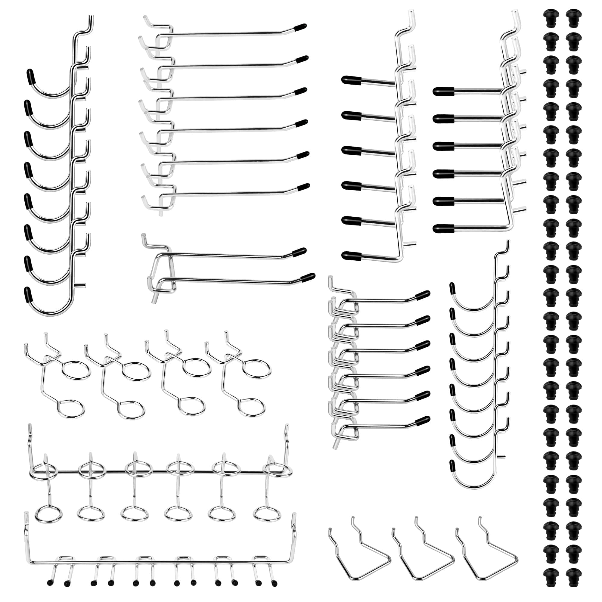 Heavy Duty Pegboard Hooks - 100 Pcs, Peg Locks, Fits 1/8" & 1/4" Pegboards