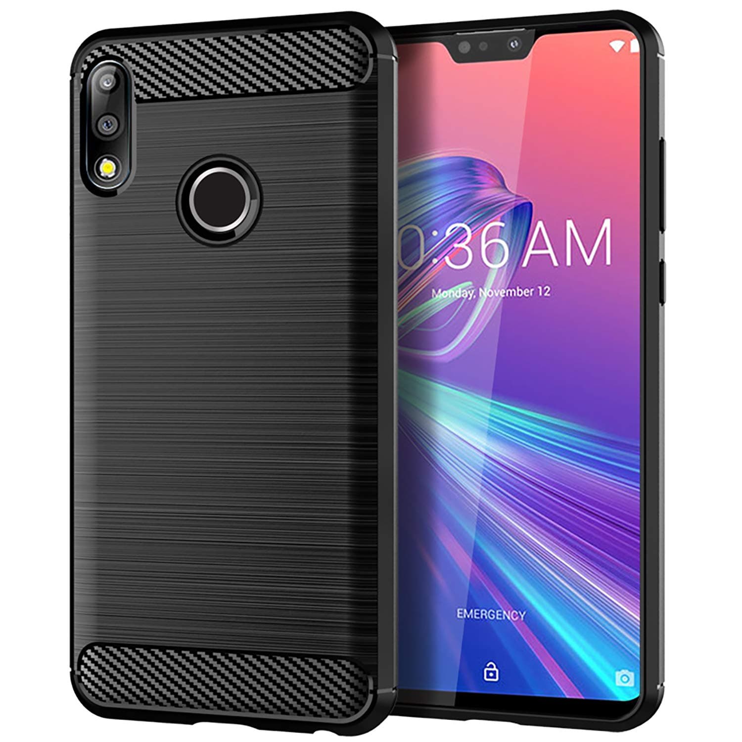 Asus ZenFone Max Pro M2 case, Asus Max Pro M2 case,LuckyMi TPU Shock Absorption Technology Full Protective Case Carbon Fiber Cover for Asus ZenFone Max Pro M2 Smartphone (Black)