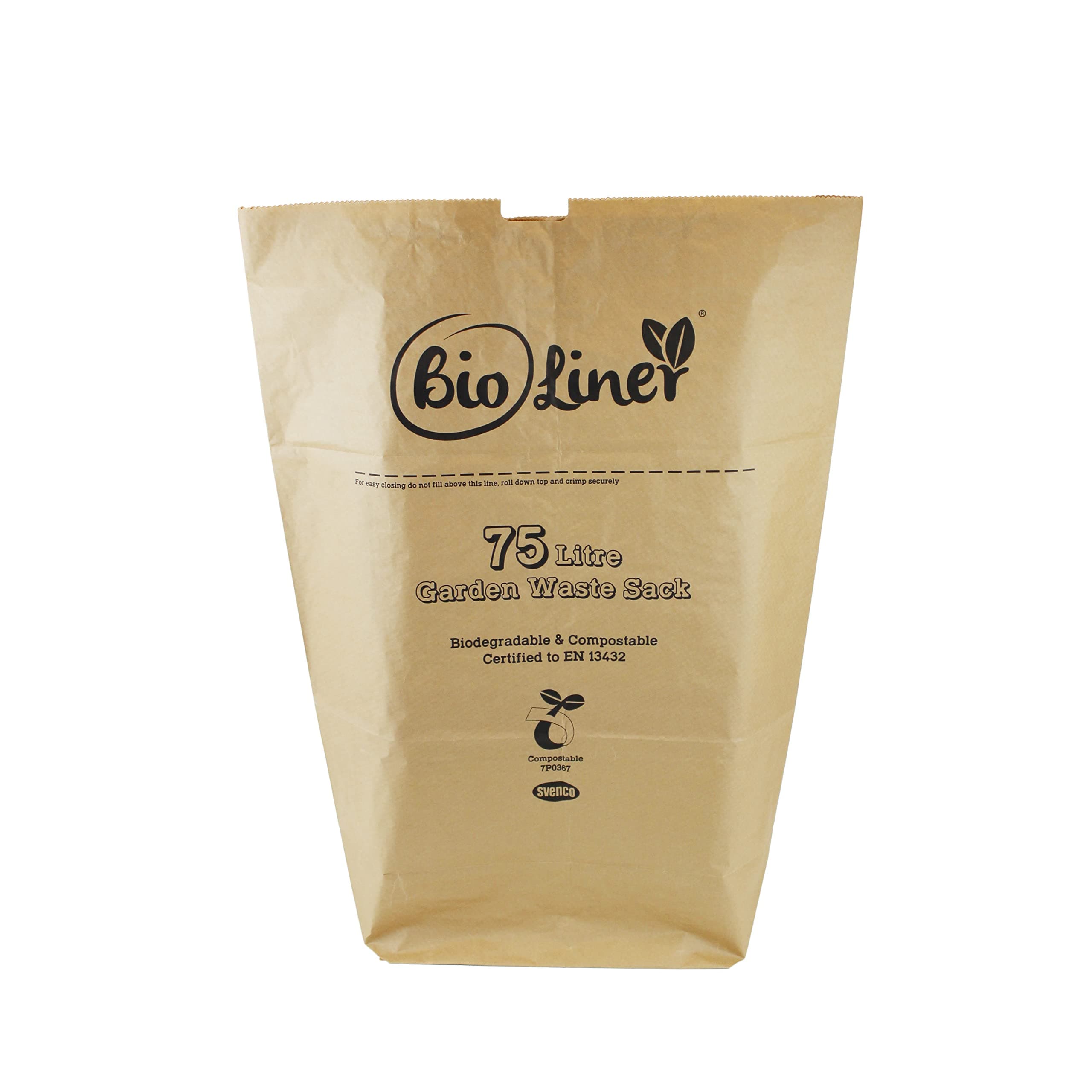 75 Litre x 10 Paper Garden Waste Sacks - Compostable & Biodegradable Liners - EcoSack 75L Bags with Composting Guide