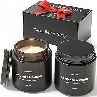 Sleep Candles Gifts for Men, Lavender Scented Candles Gift Set for Anxiety, Lavender Promotes Sleep, Chamomile Relieves Stress, Relaxation Gifts for Men and Women