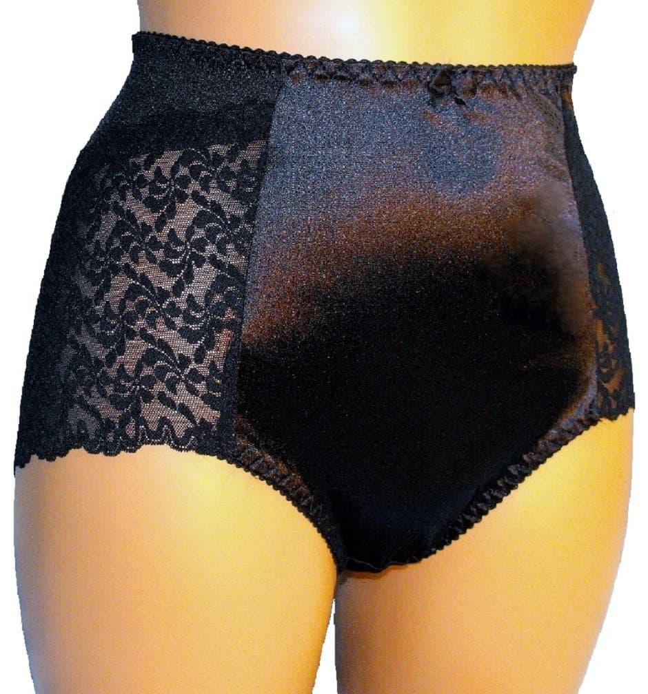 New Satin Effect Black Pants Briefs Knickers Plus Size (UK 14 / EU 42)