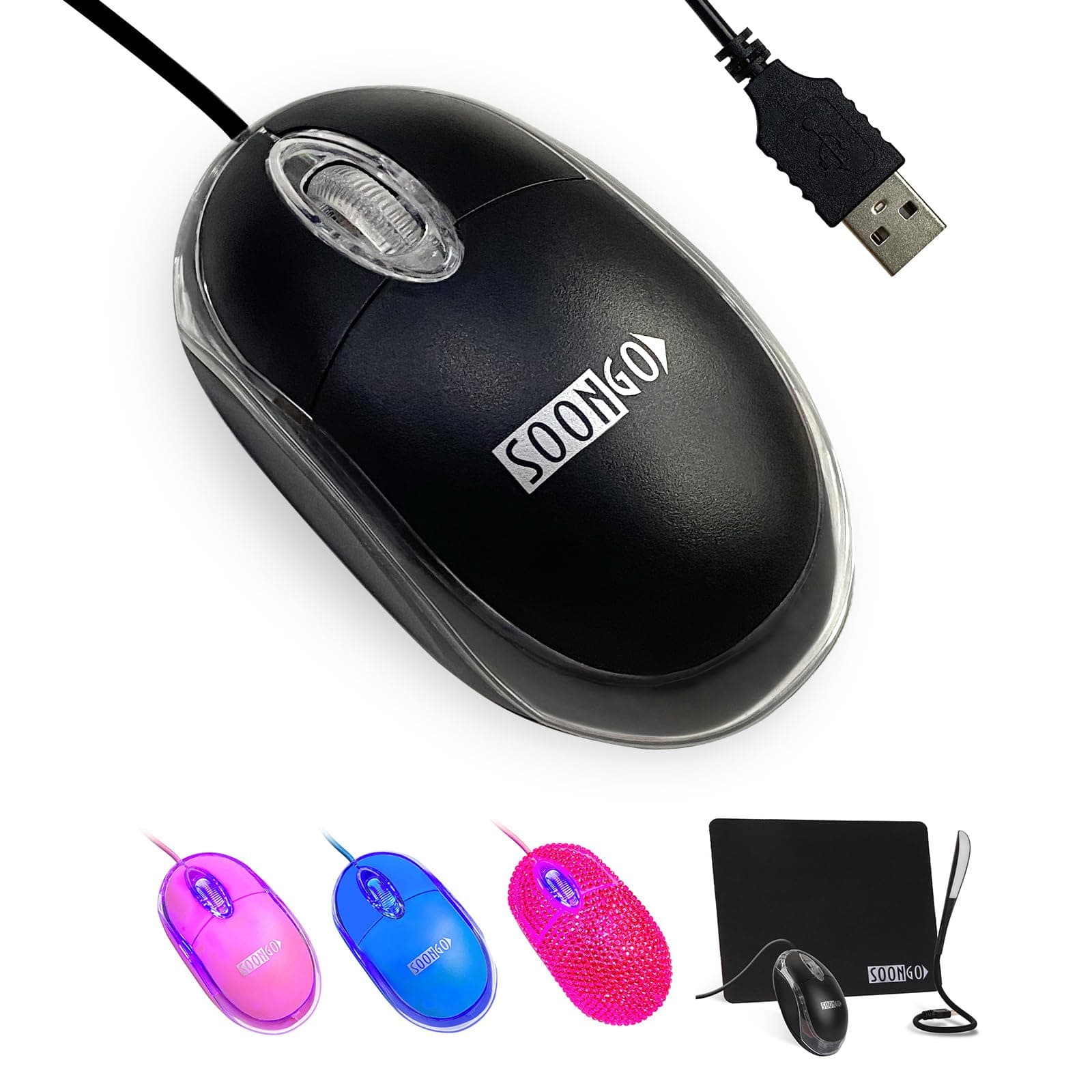 SOON GO Wired Mouse-USB Wired Mouse,Ergonomic Optical Design,1.5M USB Cable, Plug & Play for PC/Laptop/Desktop (Black)