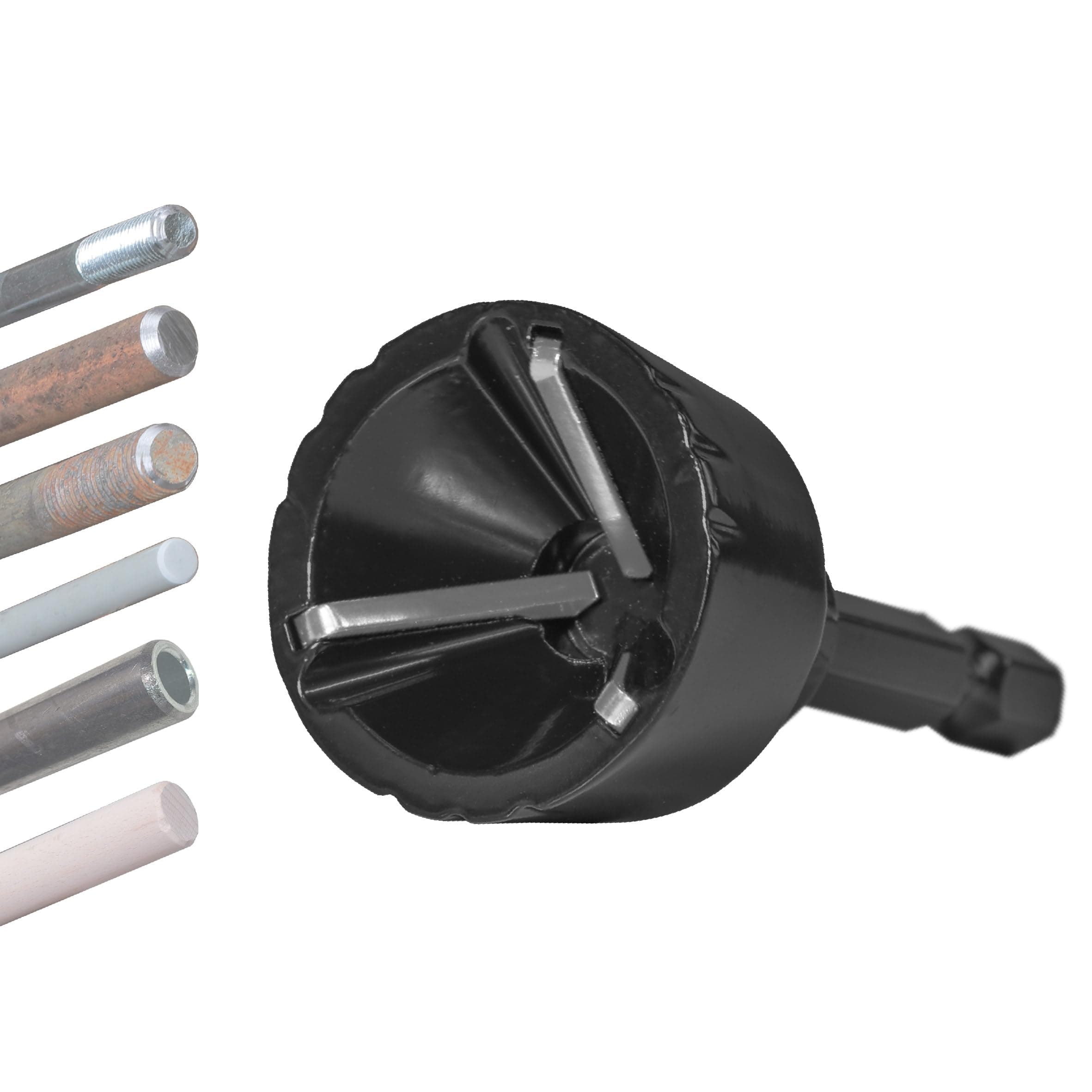 Jerax tools Tungsten Carbide Chamfering Drill Bit 1/4" to 3/4" Uniburr, Bolt Thread Repair Tool for Removing Burr, Quick Release Hex Shank Deburring Tool for Metal, Rod, Tube, Screw, Dowel, Sheet,Pipe