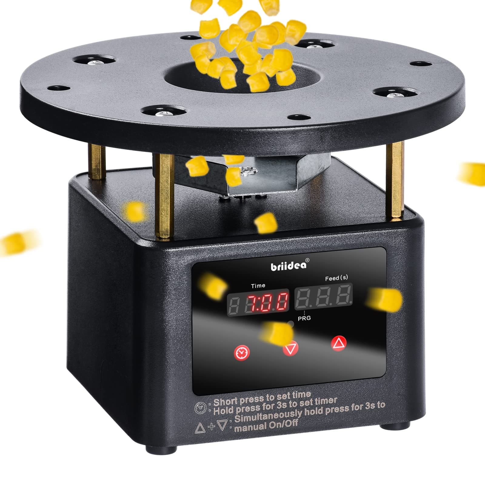 Automatic Chicken Feeder Timer, Briidea Poultry Feeder Motor and Timer Kit, Metal Spin Plate, Adjustable Mount, Ideal for Chickens, Ducks, Geese