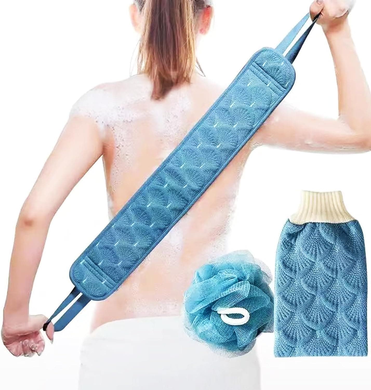 Sponsored Ad – 3Pcs Exfoliating Body Back Scrubber Set, with Back Scrubber, Bath Glove and Shower Bath Sponge Loofah, Double-Sided Back Scrub Washcloth with Handles, Soft Mesh Bathing Accessories, for Men Women