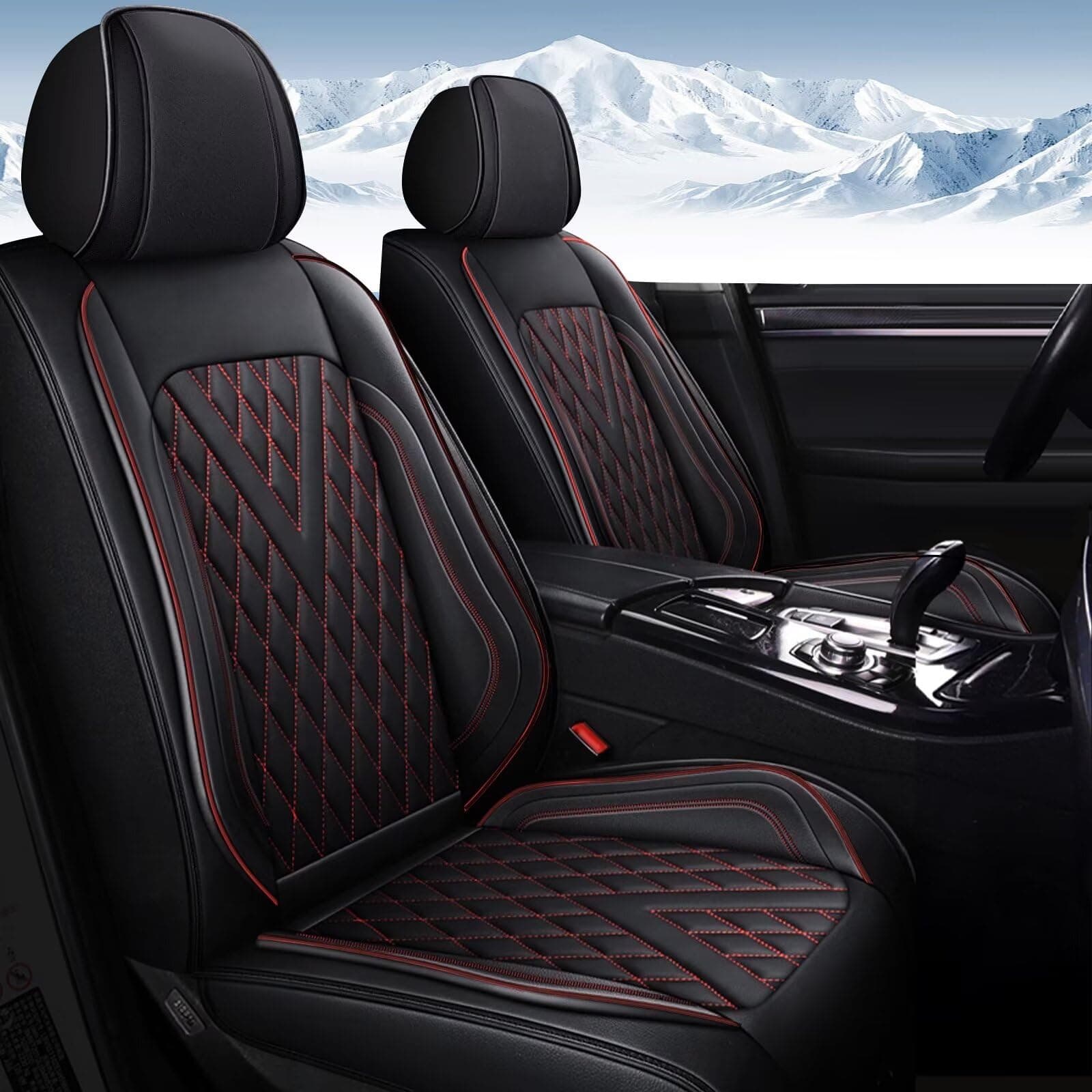 Full Set Car Seat Covers Fit for Mitsubishi Eclipse Cross 2018-2025 2026 Faux Leather Seat Cushion 2 Rows 5 Seats Waterproof Anti-Slip Automotive Interior Accessories (Red Line)