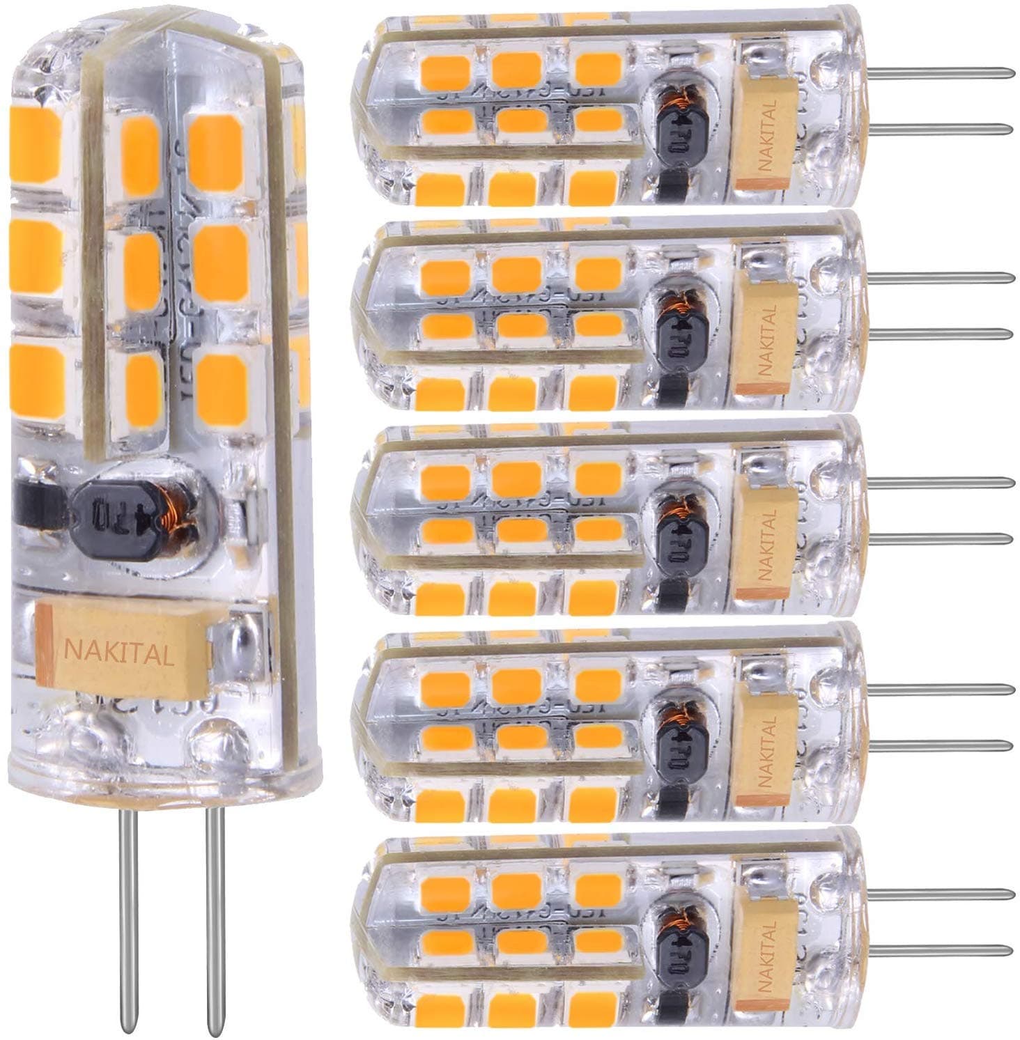 G4 LED Bulb Warm White Dimmable 4W Replacement 40W Halogen Bulbs, 350 Lumens 3000K,LED G4 Bulb Warm White Light Bulbs 12V AC/DC Dimmable/6 Pack