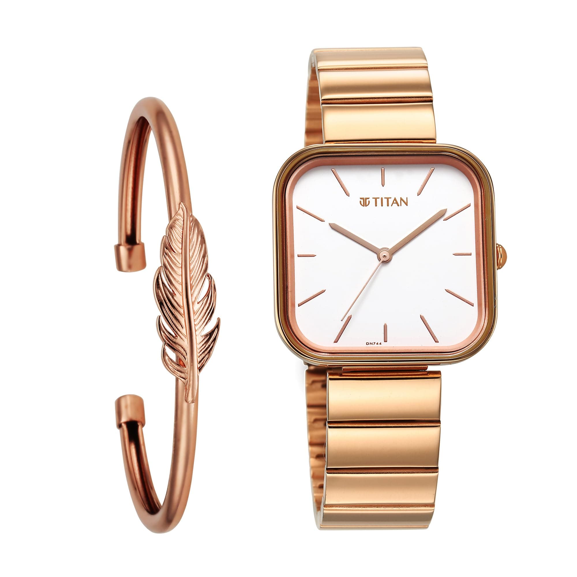Titan Purple Stackables Quartz Analog White Dial Rose Gold Stainless Steel Strap Watch for Women - NT2715WM01F