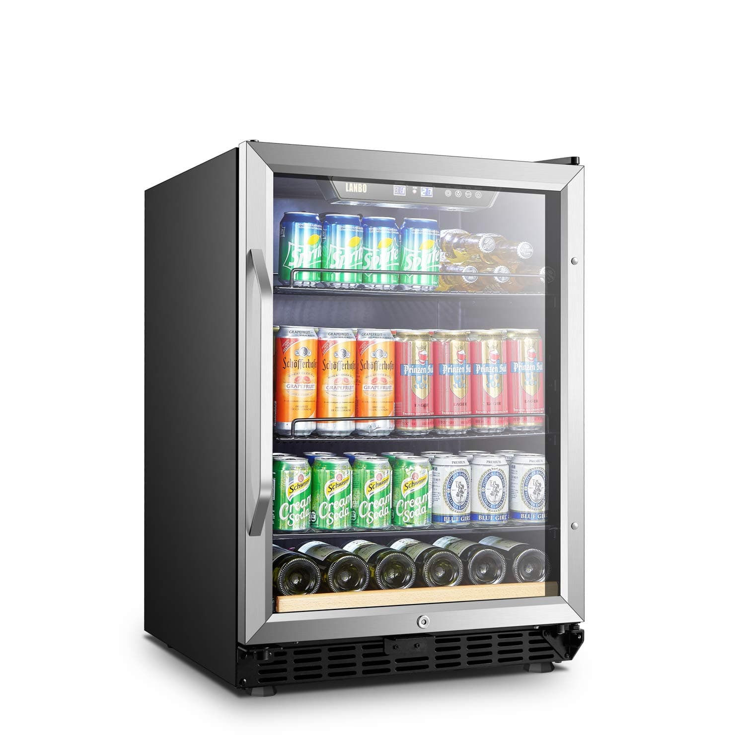 Beverage Refrigerator, 110 Cans 6 Bottles Built-in Compressor Drink Cooler