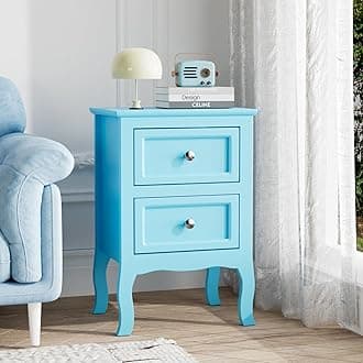 Bonnlo Nightstand with 2 Drawers, Night Stands for Bedrooms, Small Bed Side Table/White Night Stand with Drawers for Small Spaces, College Dorm, Kids’ Room, Living Room, Blue, Number of Items：1