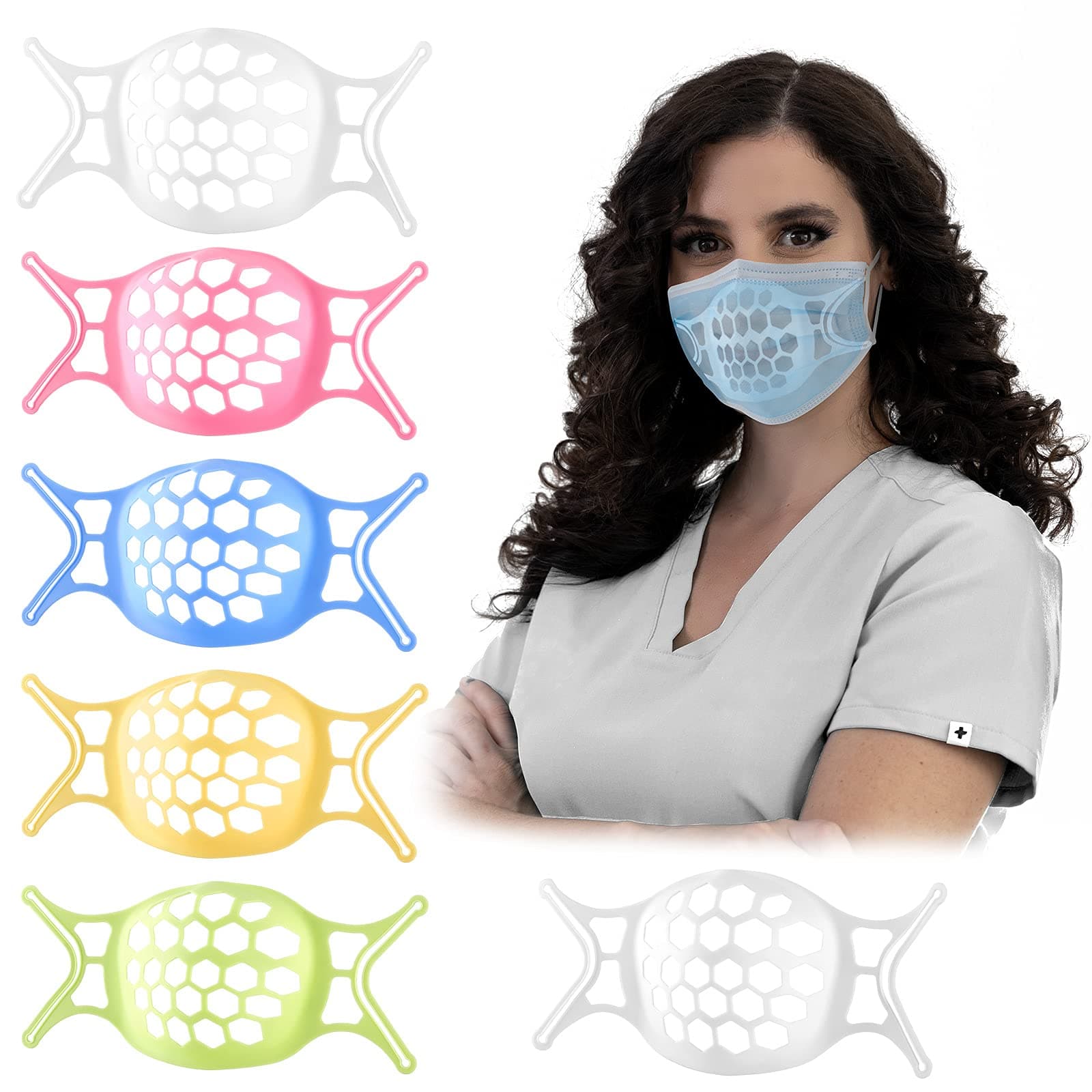 3D Face Mask Bracket Mask Guards for Under Mask Spacers for Under Mask Mask Insert Support for Women to Keeps Fabric off Mouth Silicone 6PC Multi Color
