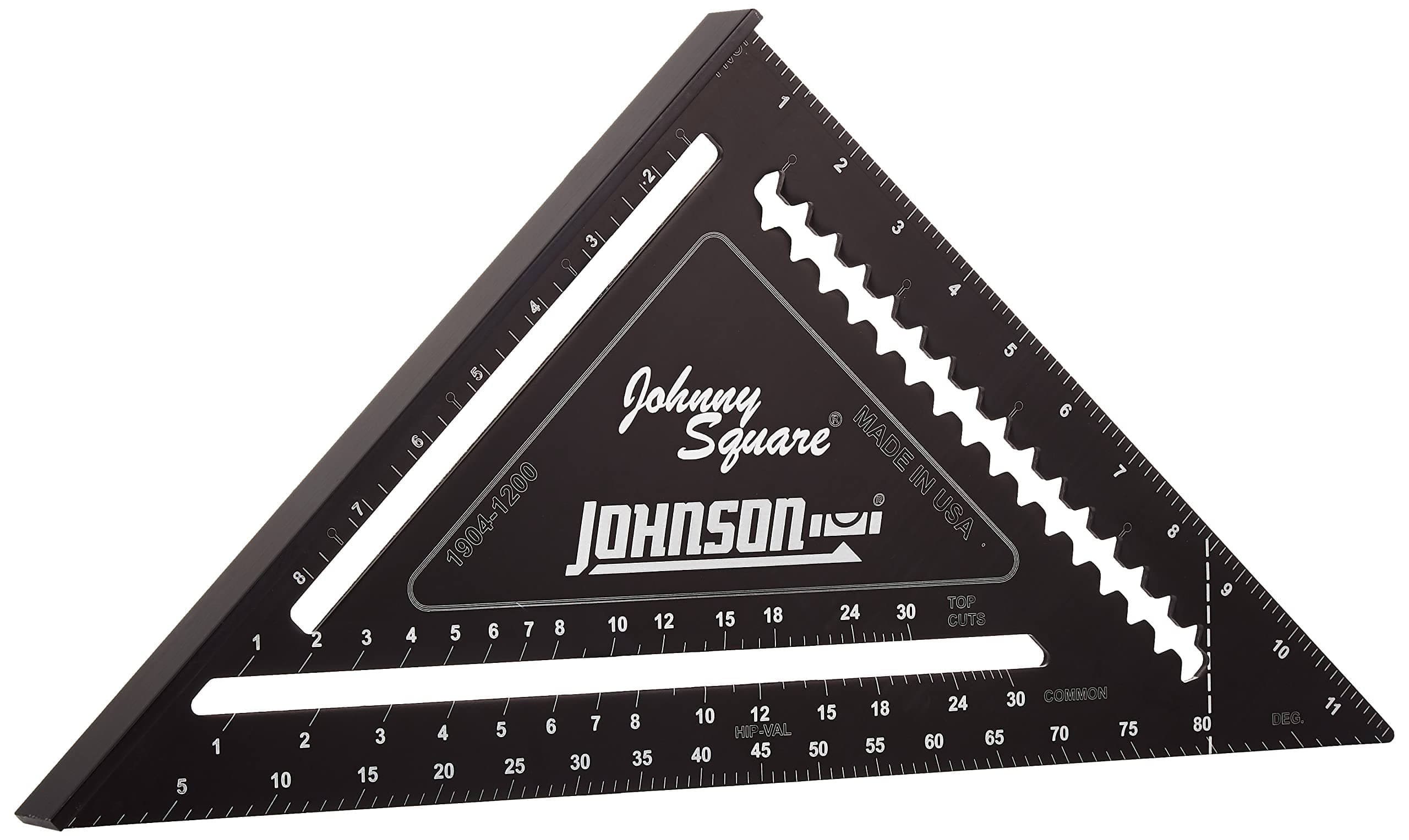 JohnsonLevel & Tool 1904-1200 Johnny Square Professional Easy-Read Aluminum Rafter Square, 12", Black, 1 Square