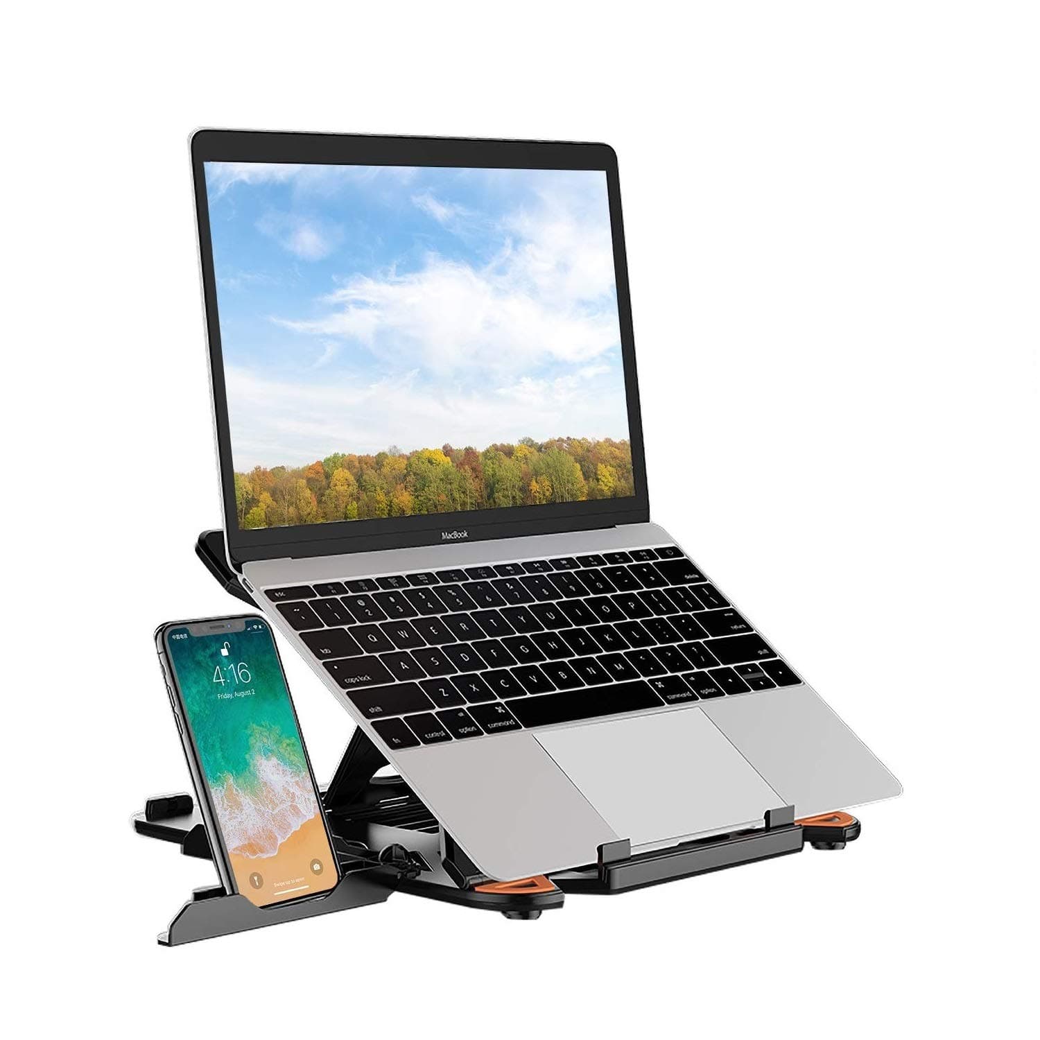 SEA or STAR Adjustable Laptop Stand Computer Stand with Phone Holder Compatible with MacBook Air Pro, Dell XPS, HP, Lenovo More 10-15.6'' Laptop (Black)