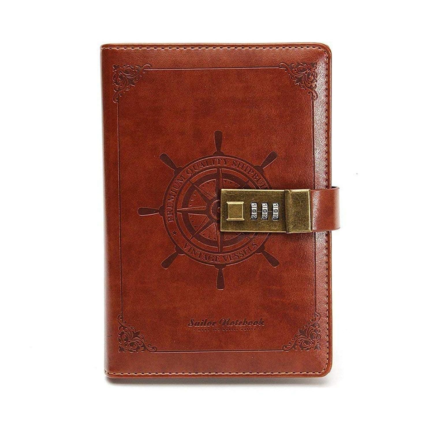 SCIENISH Business Premium Leather Diary with Coded Lock