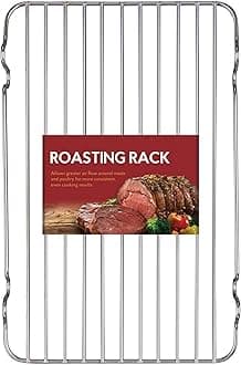 HIC Kitchen Roasting Baking Broiler Rack, Chrome-Plated Steel, Holds Smaller Food Securely, 12 x 7.75 x 1.5-Inches