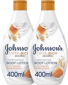 Johnson's Body Lotion - Vita-Rich Smoothies, Comforting Yogurt, Honey & Oats Formula, 400ml, 1+1 FREE, Hydrating and Nourishing for Soft, Smooth Skin
