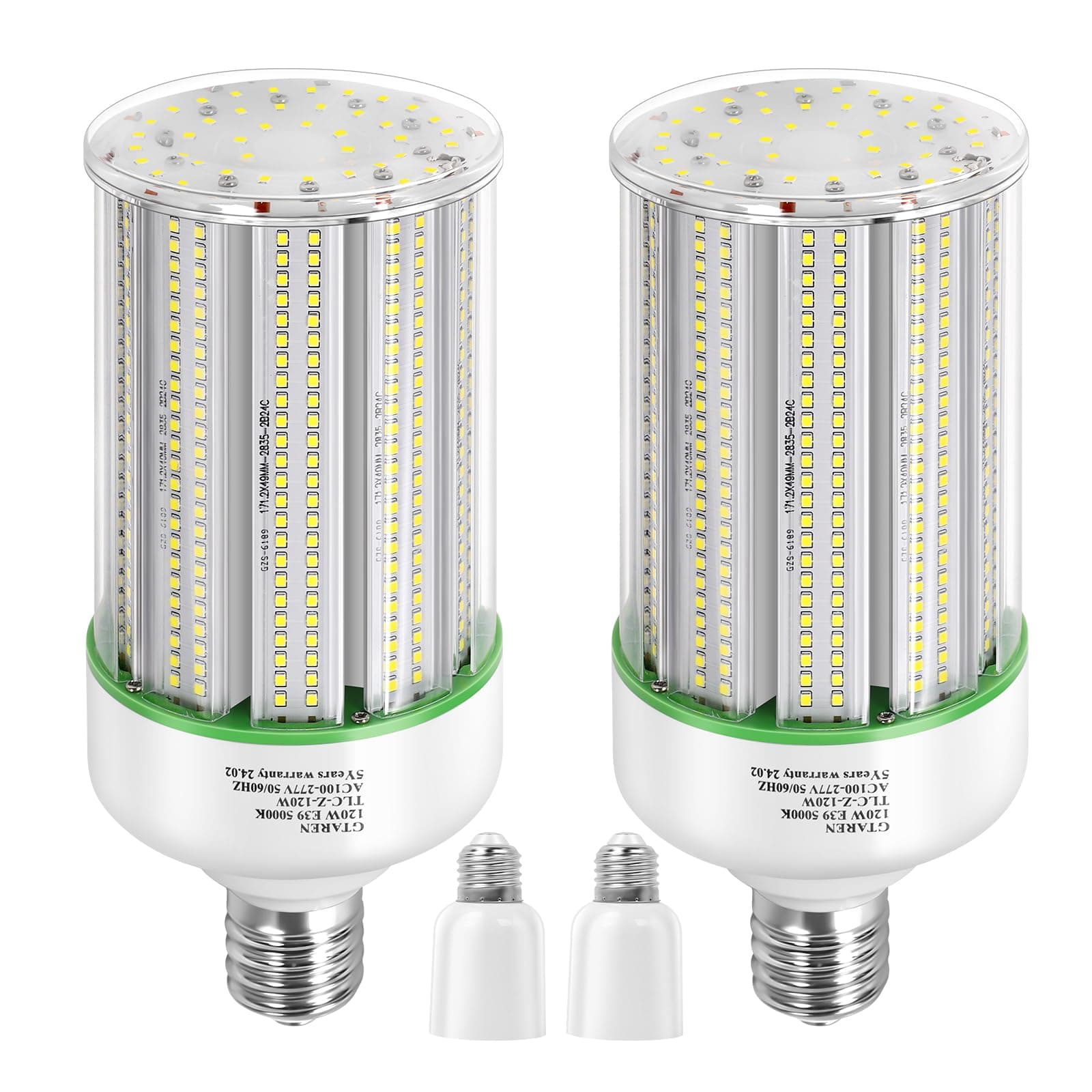 GTAREN 120W LED Corn Light Bulb 2pack,Replacement Metal Halide HPS CFL 500 Watt HID lamp,5000K E39 Mogul Base LED Corn lamp,for Area Lighting Wearehouse Factory Parking lot shoebox Bay Light
