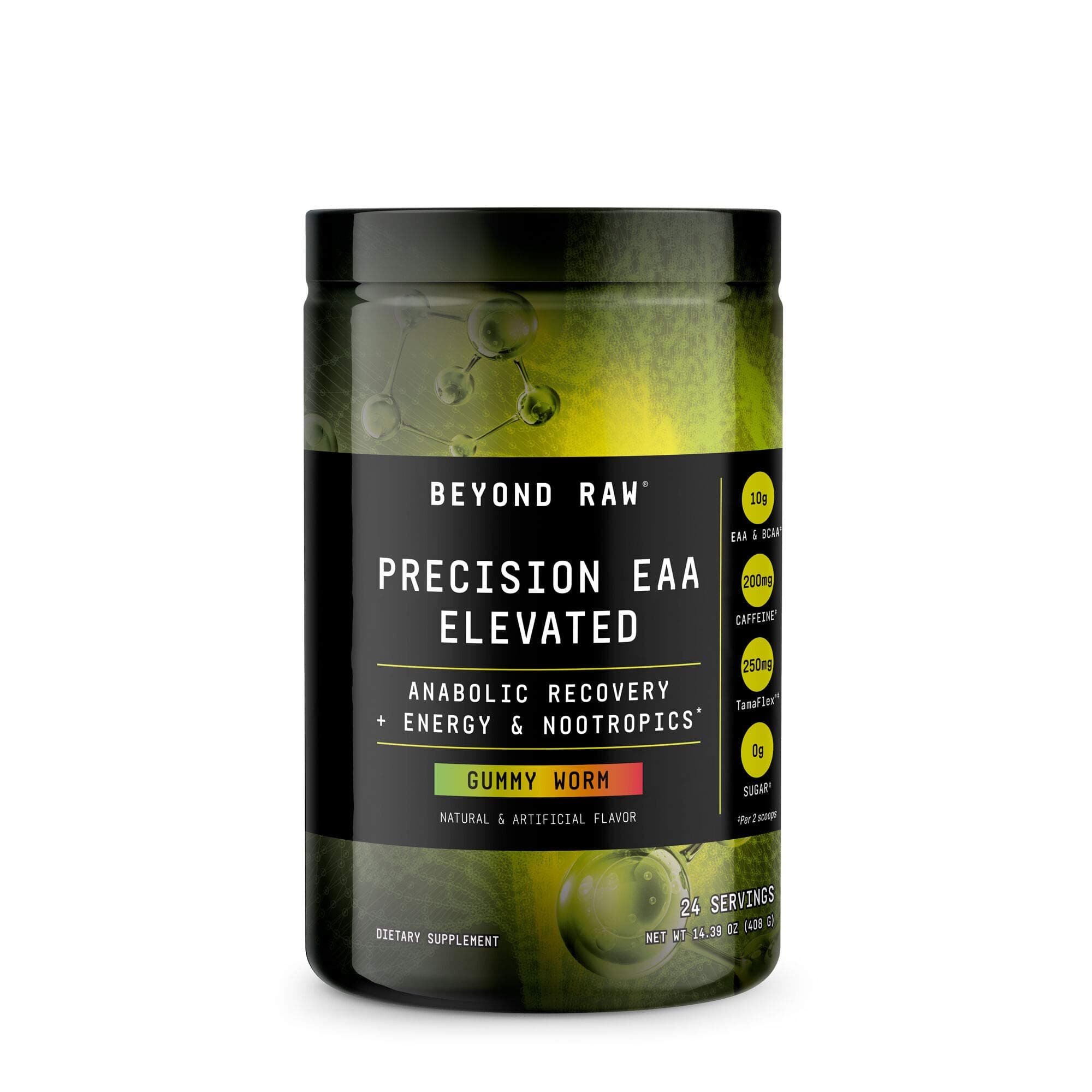 Beyond Raw Precision EAA Elevated Powder | Anabolic Recovery for Muscles + Energy | Gummy Worm | 24 Servings