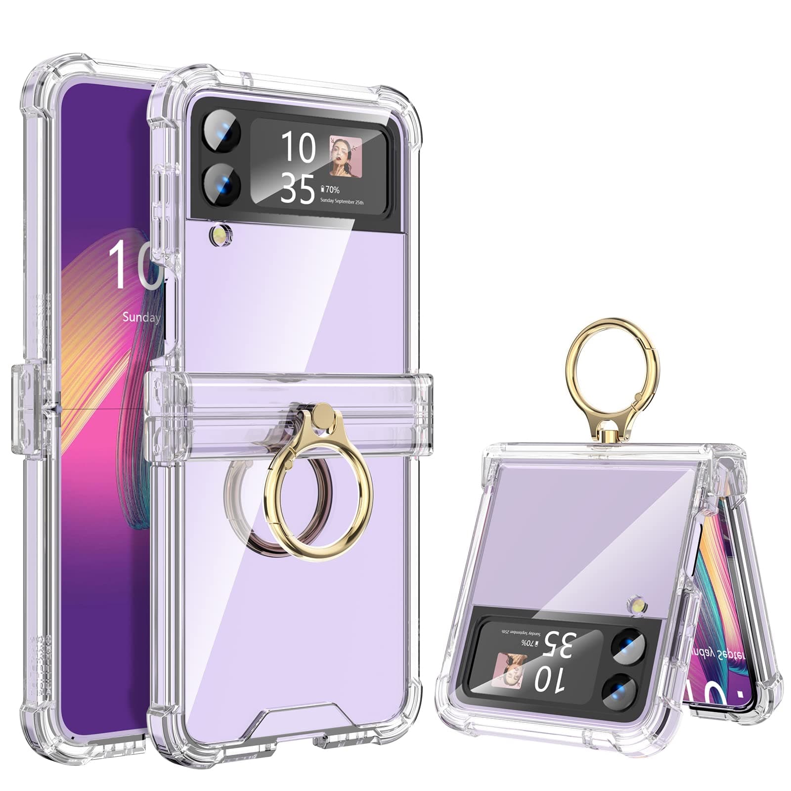 Galaxy Z Flip 4 Case with Hinge Protective Clear for Samsung Flip 4 with Kickstand for Samsung Galaxy Z Flip 4 5G (2022) - Clear