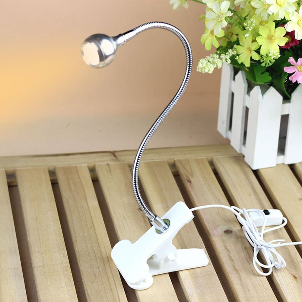 HASTHIP® USB Flexible Reading LED Light Clip-on Beside Bed Table Desk Lamp (Warm White White)