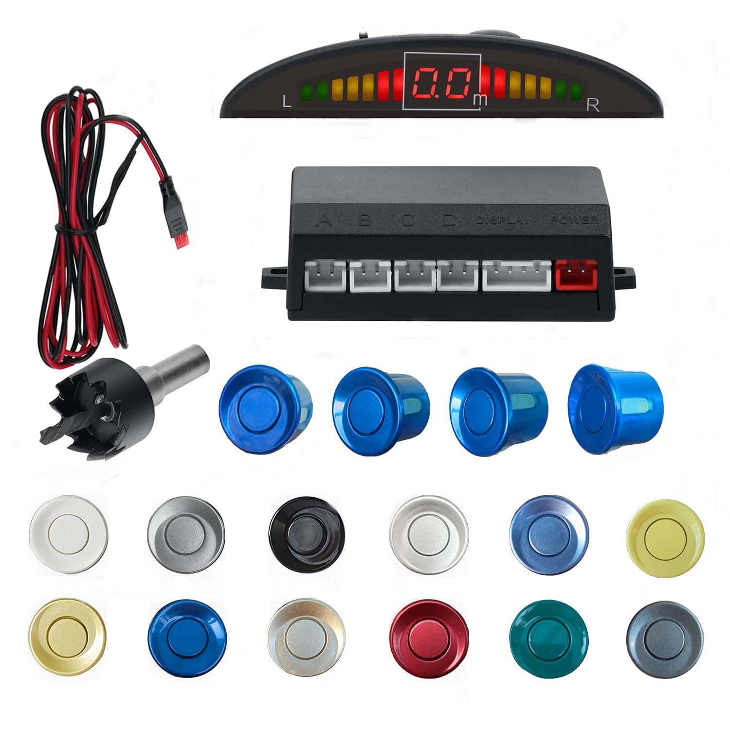 Parking Sensor Kit Backup Sensor Kit Reverse Sensor for Car 18 Color Options for Probes Adjustable Alarm Volume Professional Sensore de Reversa para Carro Safe Driving Assistant（Blue）