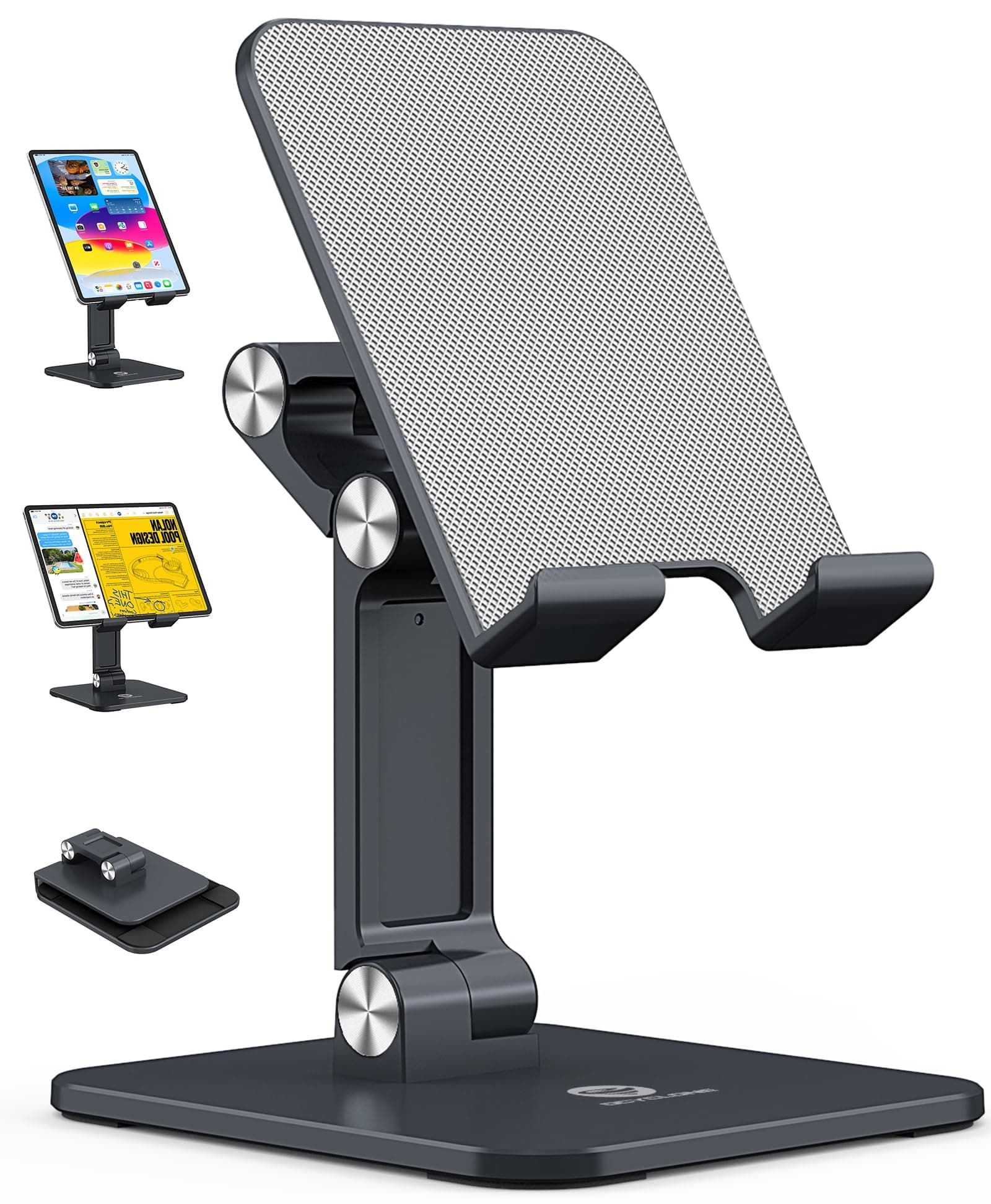 OCYCLONE iPad Stand for Desk - Adjustable Foldable Tablet Stand Holder for iPad Accessories Display Stand PC Office Accessories, Black