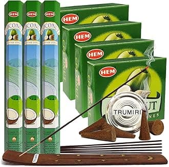 Coconut Incense sticks and cone incense holder variety pack bundle insence insense insienso