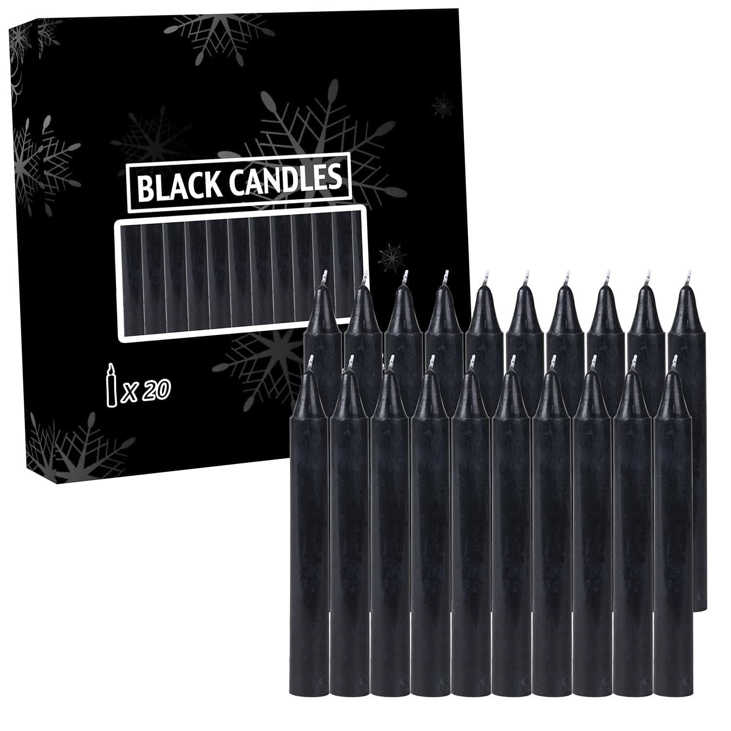 20 pcs Black Candles-Magic Ritual Small Mini Spell Chime Candles-for Pagan and Witchcraft Altars-4 inch X 1/2 inch Diameter - 1.5 Hour Burn Time