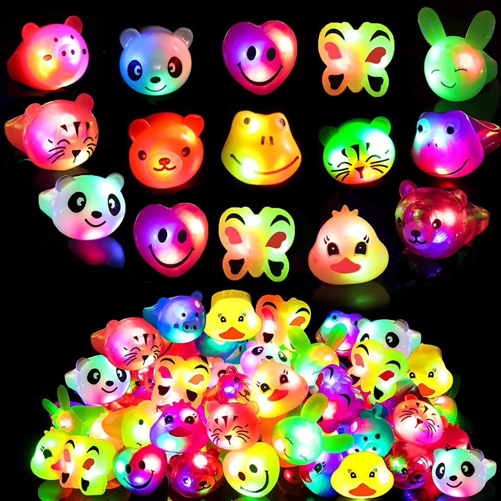 SOFLIY 18 Pcs LED Light Up Ring - Colorful Flashing Bumpy Rings Finger Toys Novelty Glow in the Dark Soft Jelly Blinking Rings Party Favors for Adults Kids Bachelorette Party Halloween Concert Gifts