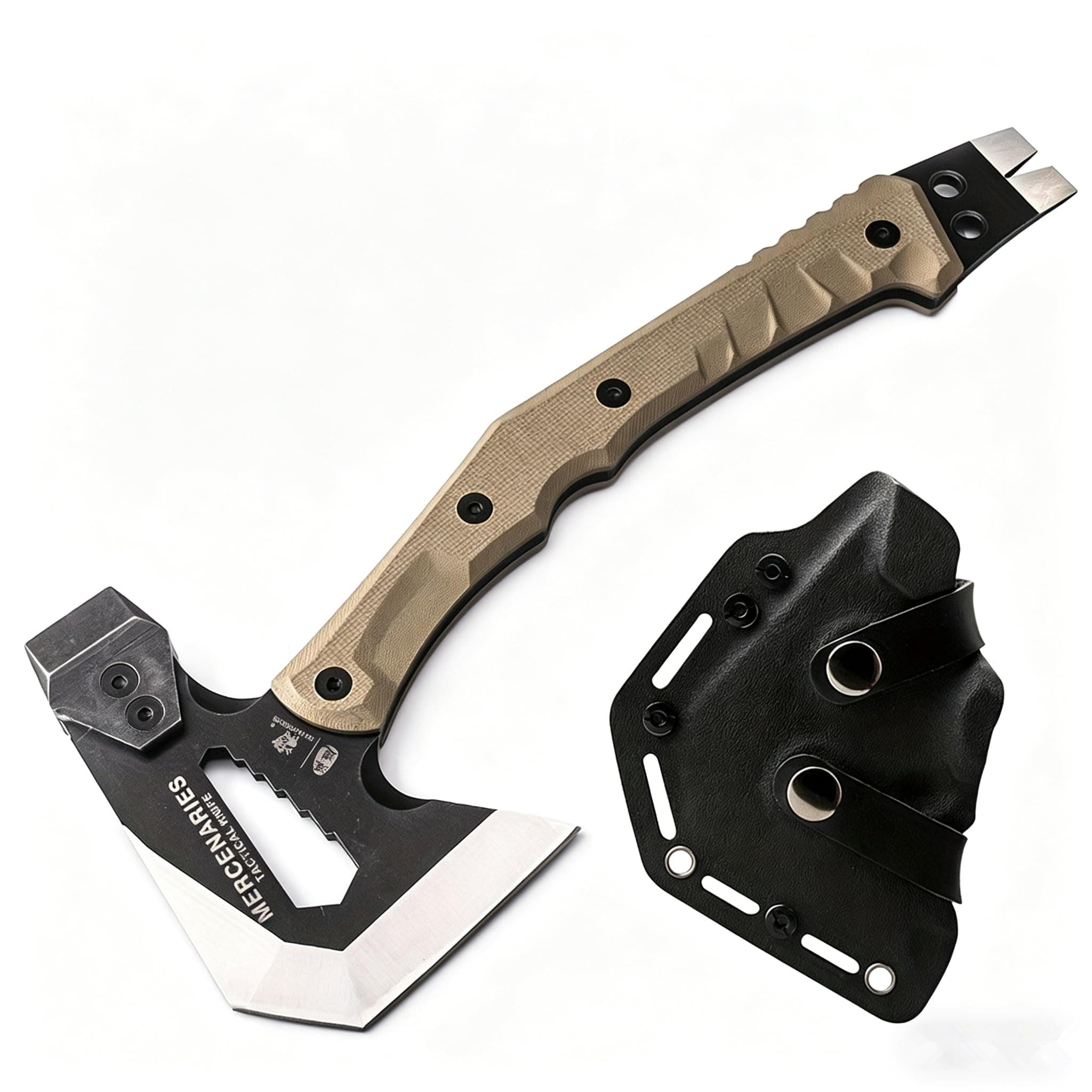 HX HX OUTDOORS Mercenarys Tactical Engineer Axes Multifunctional Explosion-Proof Axe Camping Artillery Fire Rescue Hammer Hiking Tools,Black