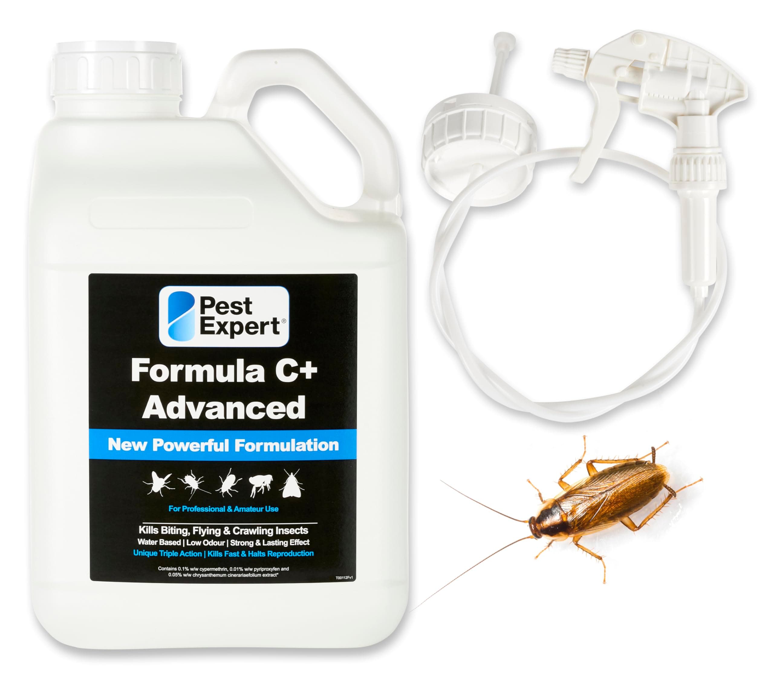 Pest Expert Formula C+ Cockroach Killer Spray 5L - Maximum Strength Treatment & Control - with Free Trigger Hose Sprayer