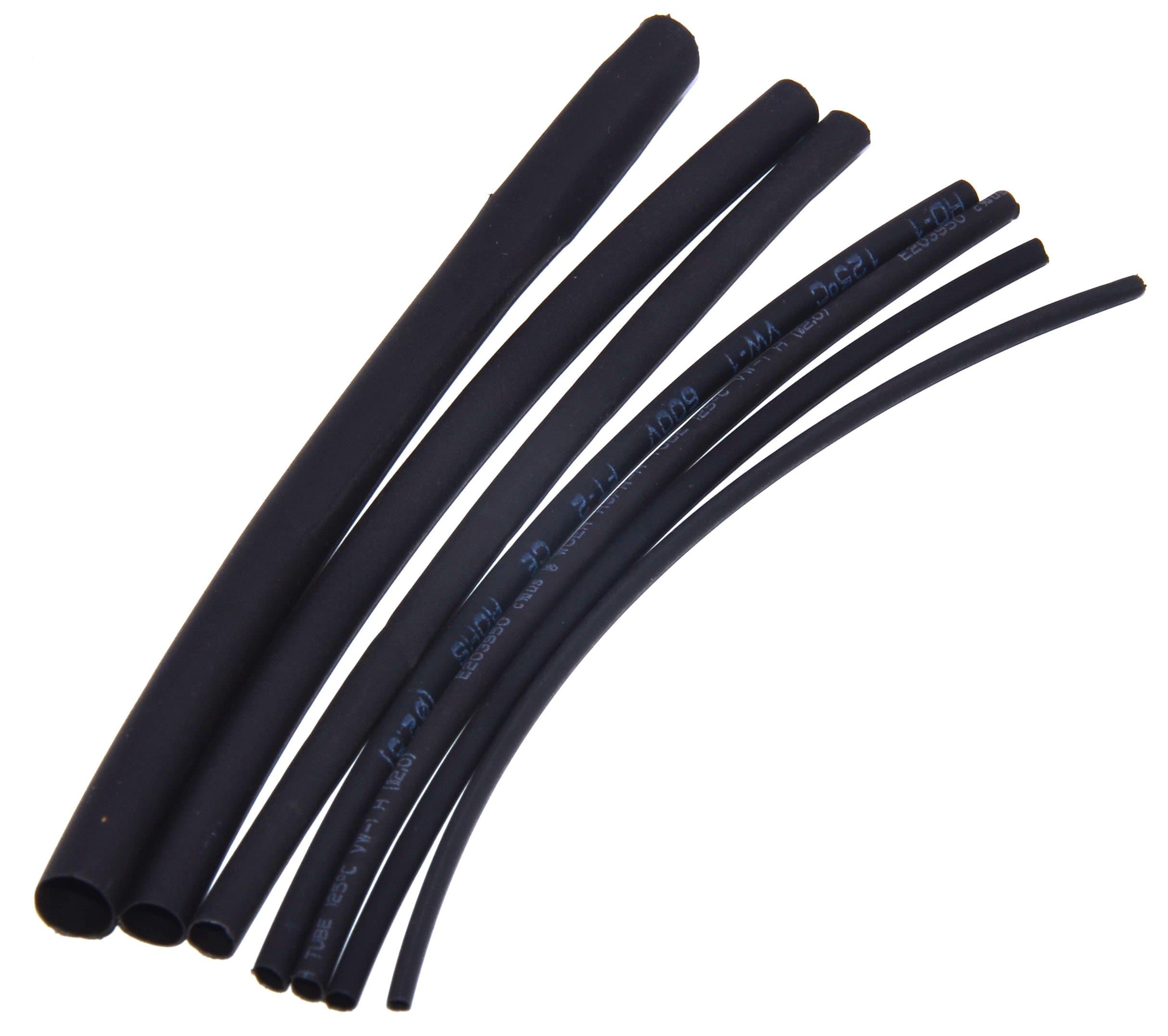 M. A. Enterprises 1 Meter Black Polyolefin 2:1 Heat Shrink Tube Sleeving For Wrap (1/1.5/2/2.5/3/4/5/6 mm) - Pack of 7