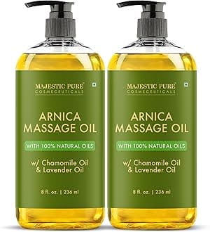 MAJESTIC PURE Arnica Sore Muscle Massage Oil for Body - Best Natural Therapy Therapy Oil with Lavender and Chamomile Essential Oils - Warming, Relaxing, Massaging Joint & Muscles, 8 fl. oz, Set of 2