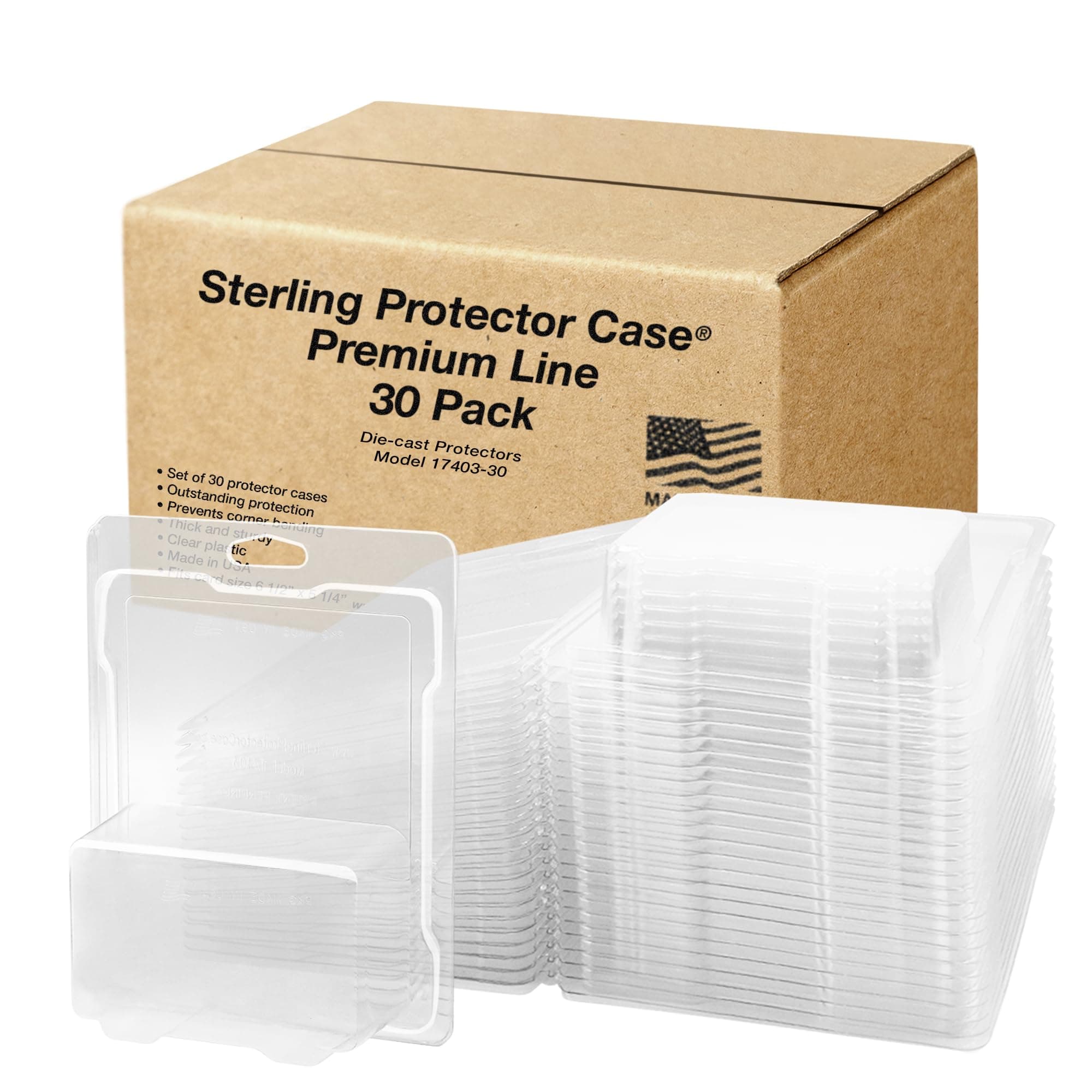 Sterling Protector Case Model 17403 Premium Line 30 Pack for Hot Wheels Premium Diecast, Fits Card Size 6.5 x 5.25 inches Durable Acid-Free Clear Storage Clamshell