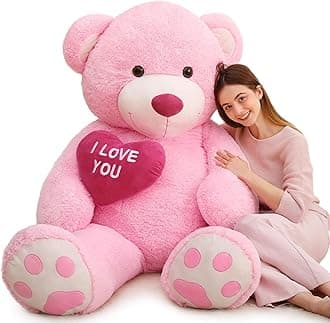 MaoGoLan Giant Teddy Bear 6 Feet- I Love You Red Heart Big Pink Teddy Bear Stuffed Animal - Huge Valentines Teddy Bear for Girlfriend,Boyfriend,Wife,Lover - Anniversary, Birthday