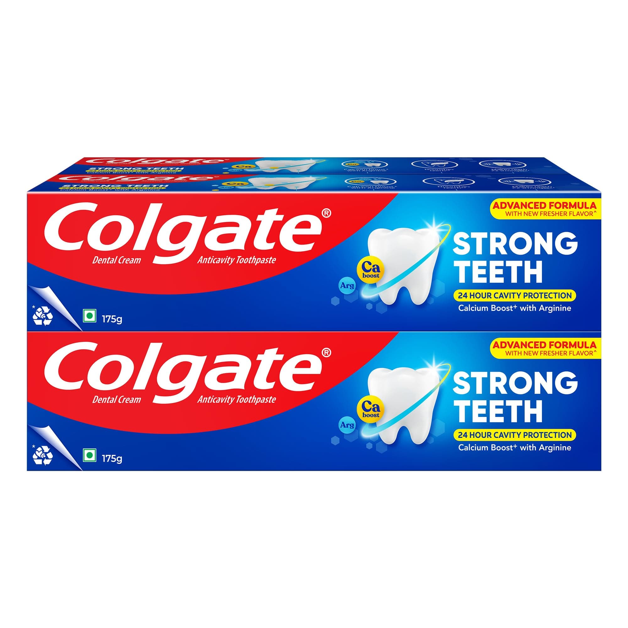Colgate Strong Teeth, 700g (175g X 4), Calcium-boost Tooth Paste for 2X Stronger Teeth, Protects Enamel, Whitens Teeth, Fresh Breath & Prevents Cavities (Combo Multipack)
