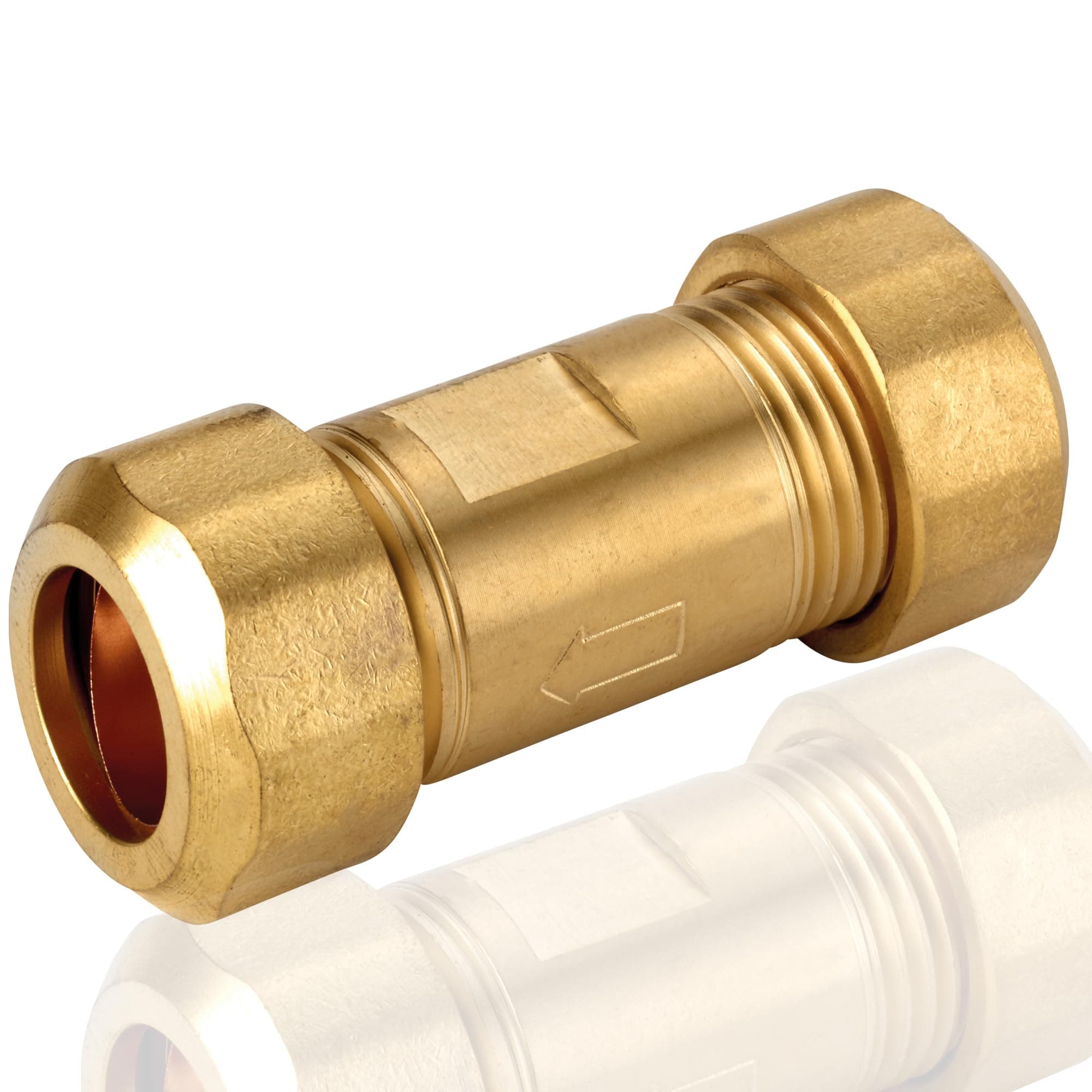 Deva NRV15 Brass Non-Return Single Check Valve 15mm Compression Fitting 1 Way Prevents Water Backflow Hot Or Cold for Showers Toilets and Outdoor Taps Anti Corrosive
