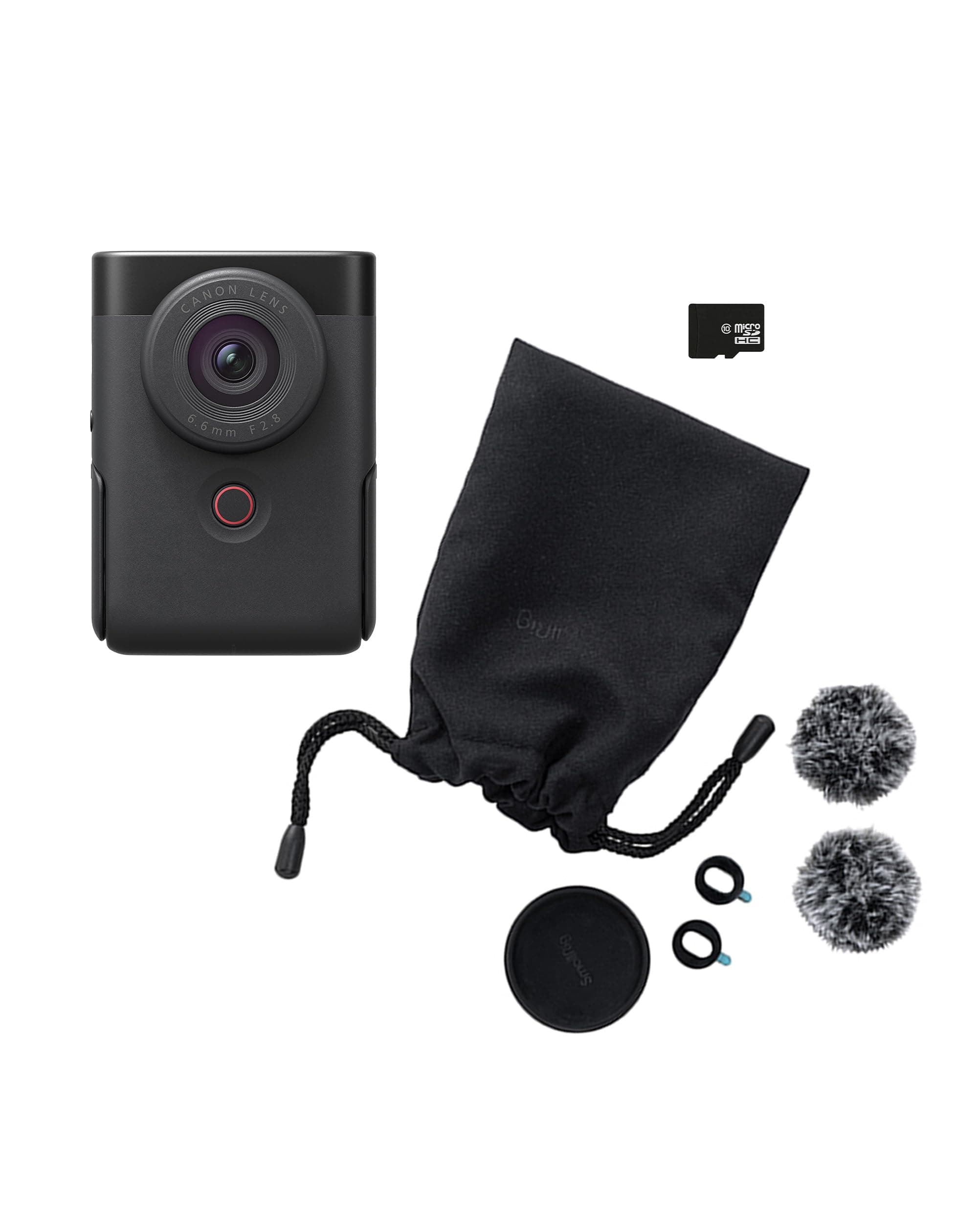 PowerShot V10 Vlogging Starter Kit - Pocket-Sized 4K UHD Vlogging Video Camera - Bluetooth, Wi-Fi - 1-Button, Tilt Screen, Stereo Mics w/Wind Filter - Built-in Multi-position Stand, Black