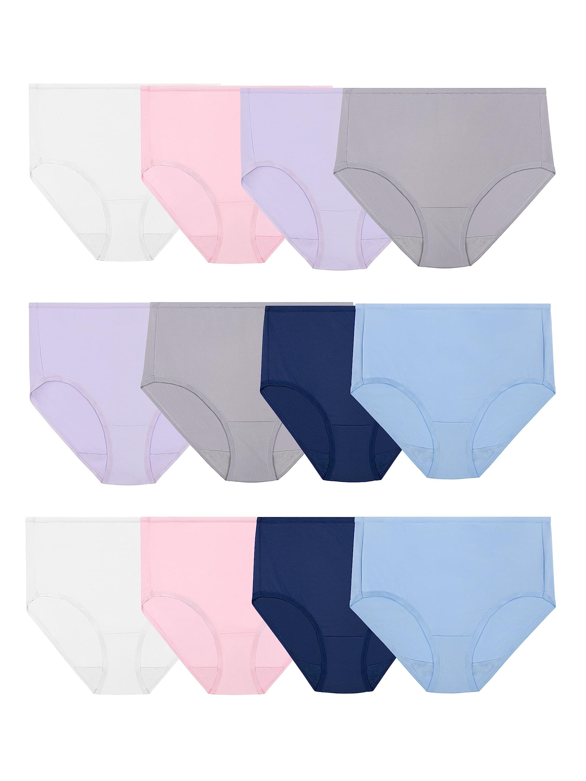 Women's Lightweight Microfiber Underwear, Smooth Under Clothes, Available in Plus Size Underwear (Pack of 12)